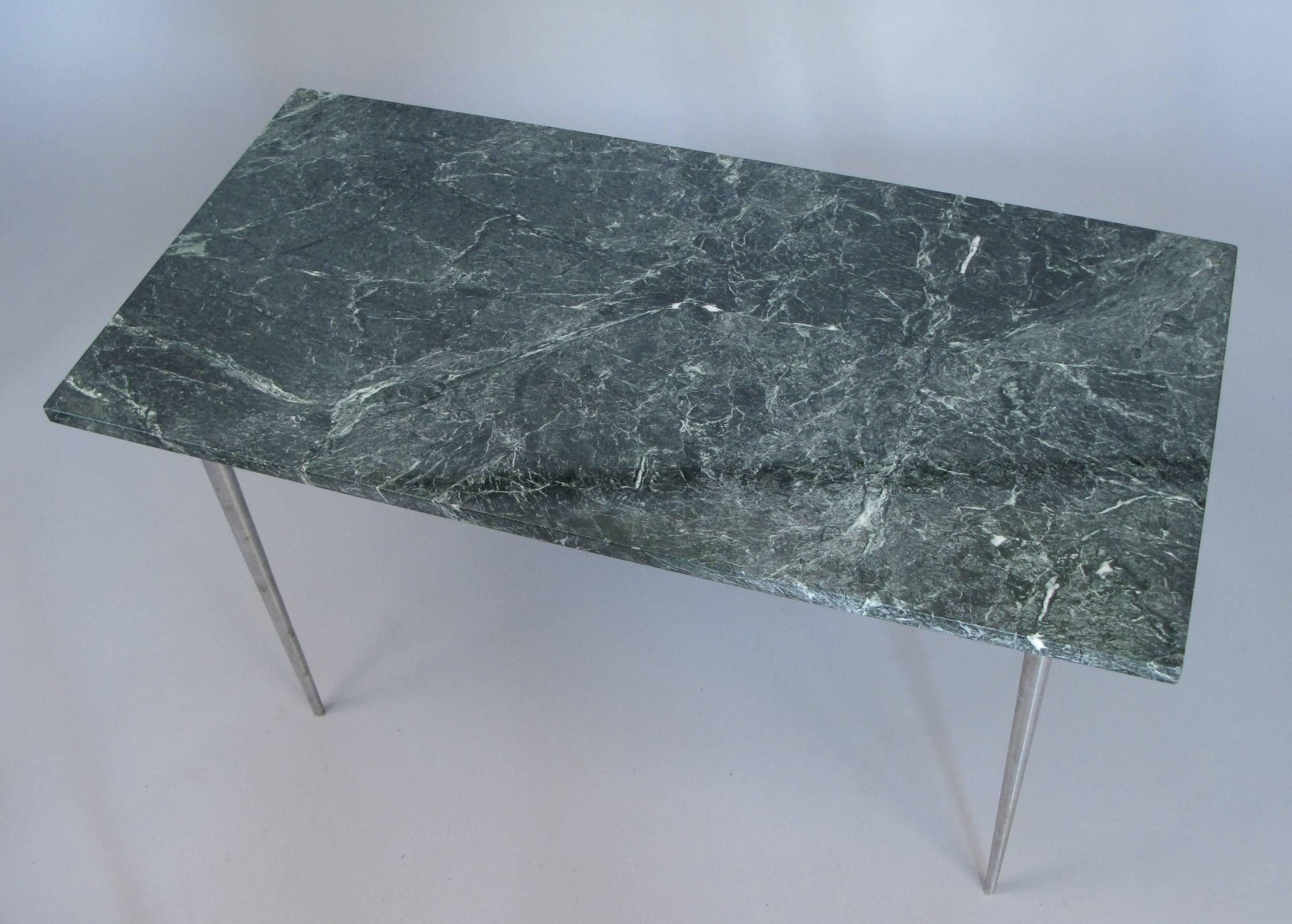 Vintage 1970s Steel and Marble Table For Sale 1