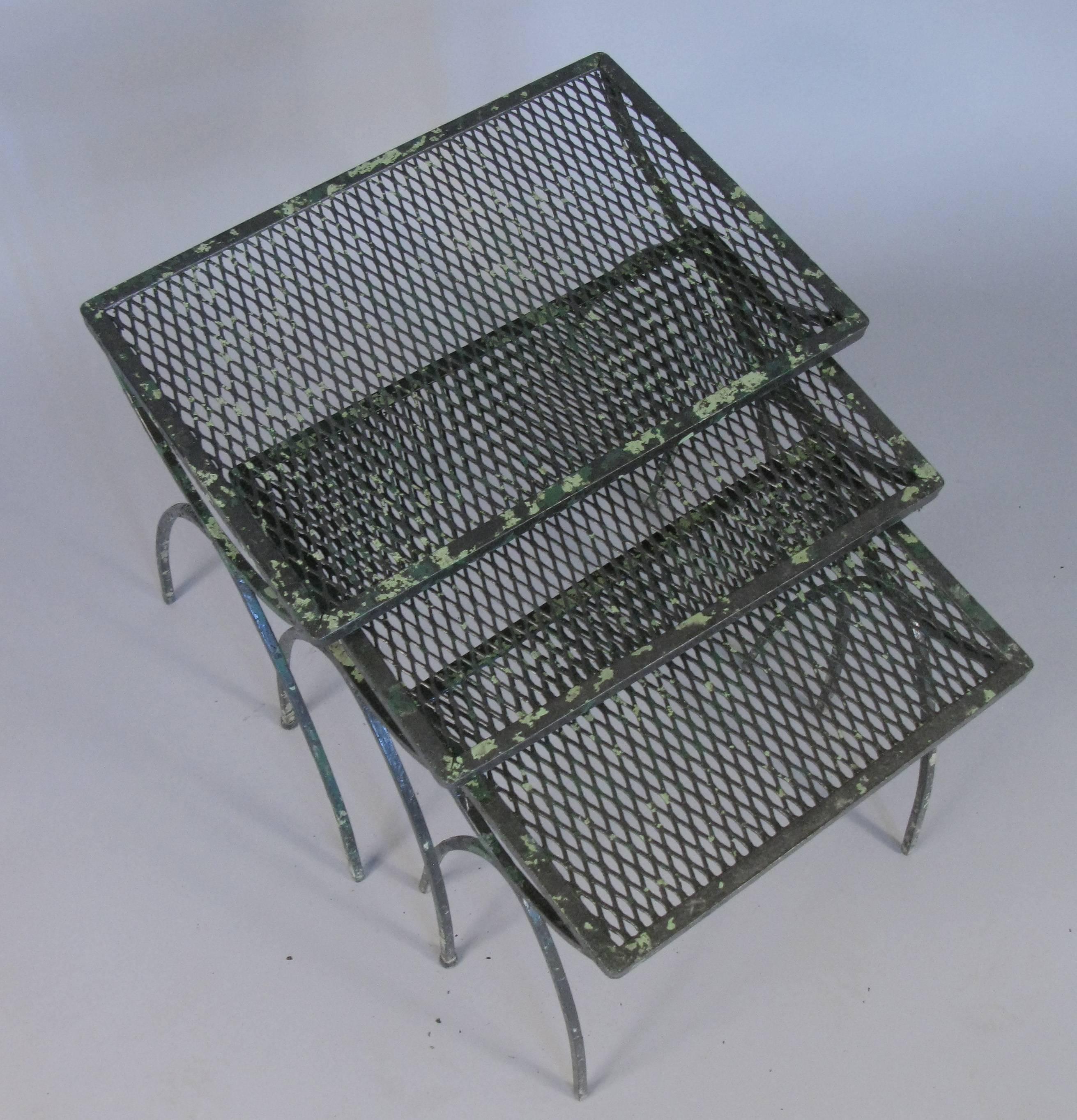 American Set of Vintage 1950s Wrought Iron Nesting Tables by Salterini