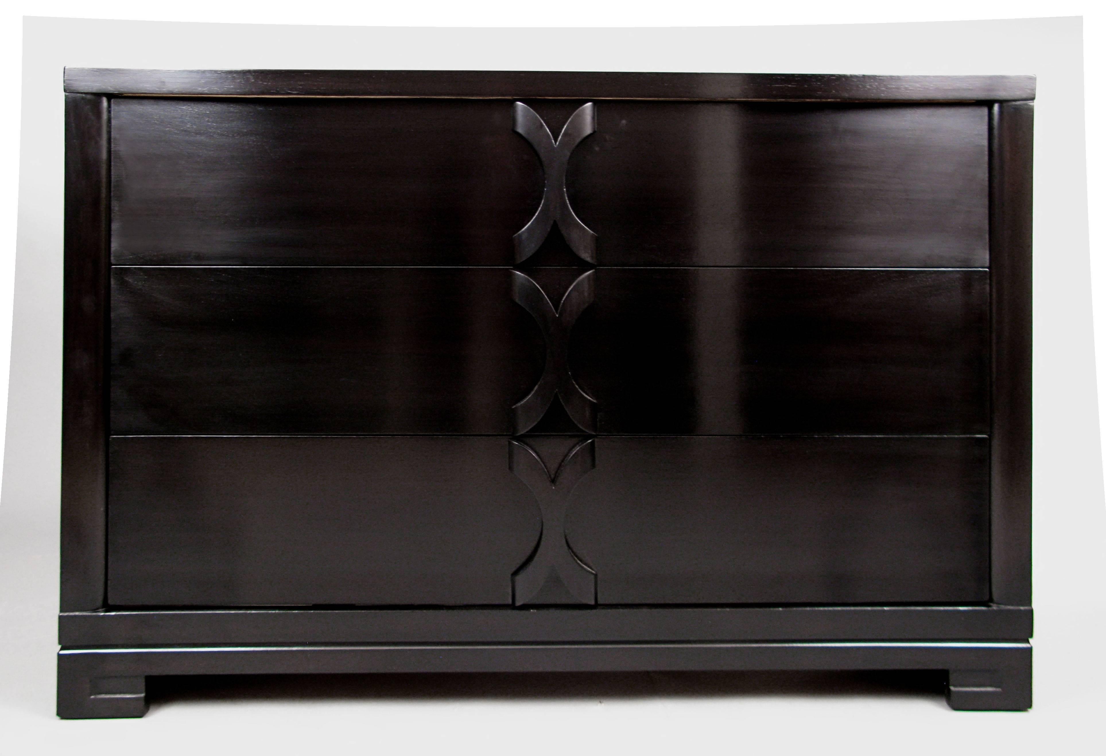 Elegant Ebonized Chest by Modernage, 1940s In Excellent Condition In Hudson, NY