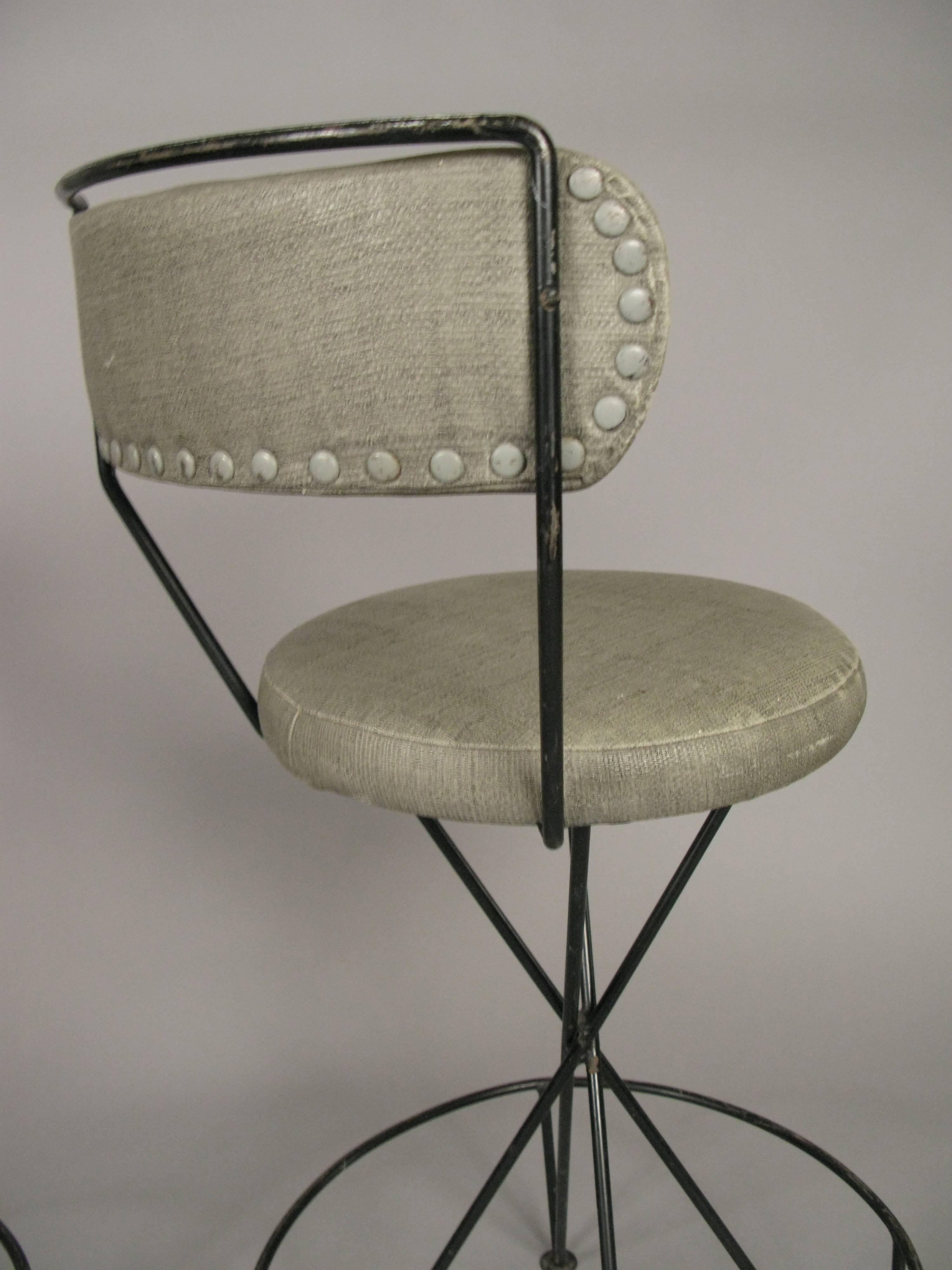 20th Century Set of Three Mid-Century Iron Barstools