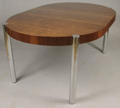 Vintage 1960s Walnut and Chrome Extension Dining Table