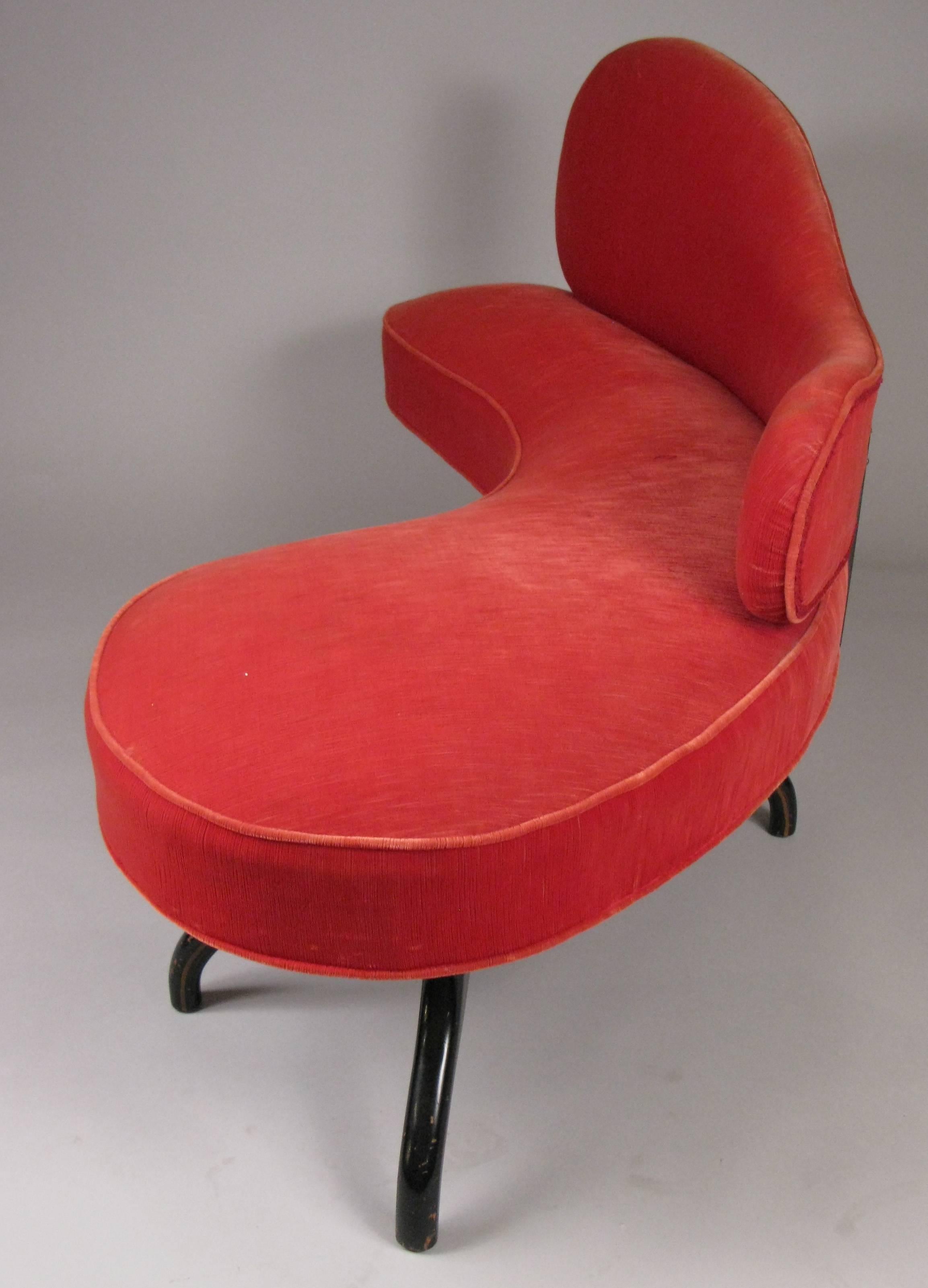 Mid-20th Century Sculptural 1940s Curved Settee