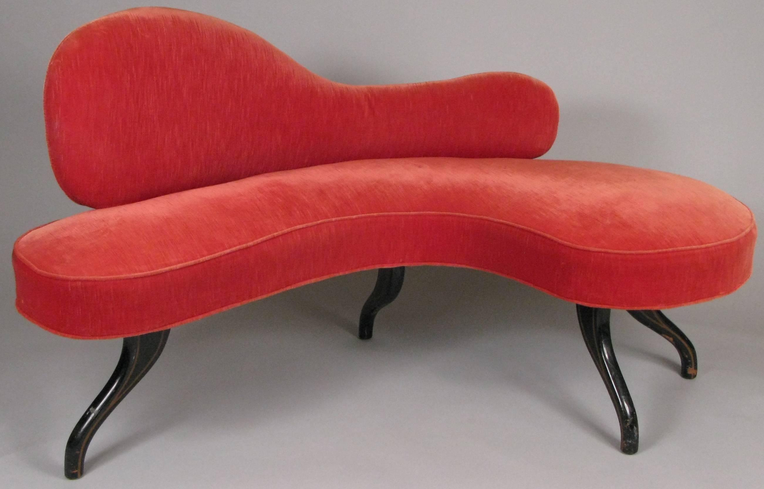 American Sculptural 1940s Curved Settee