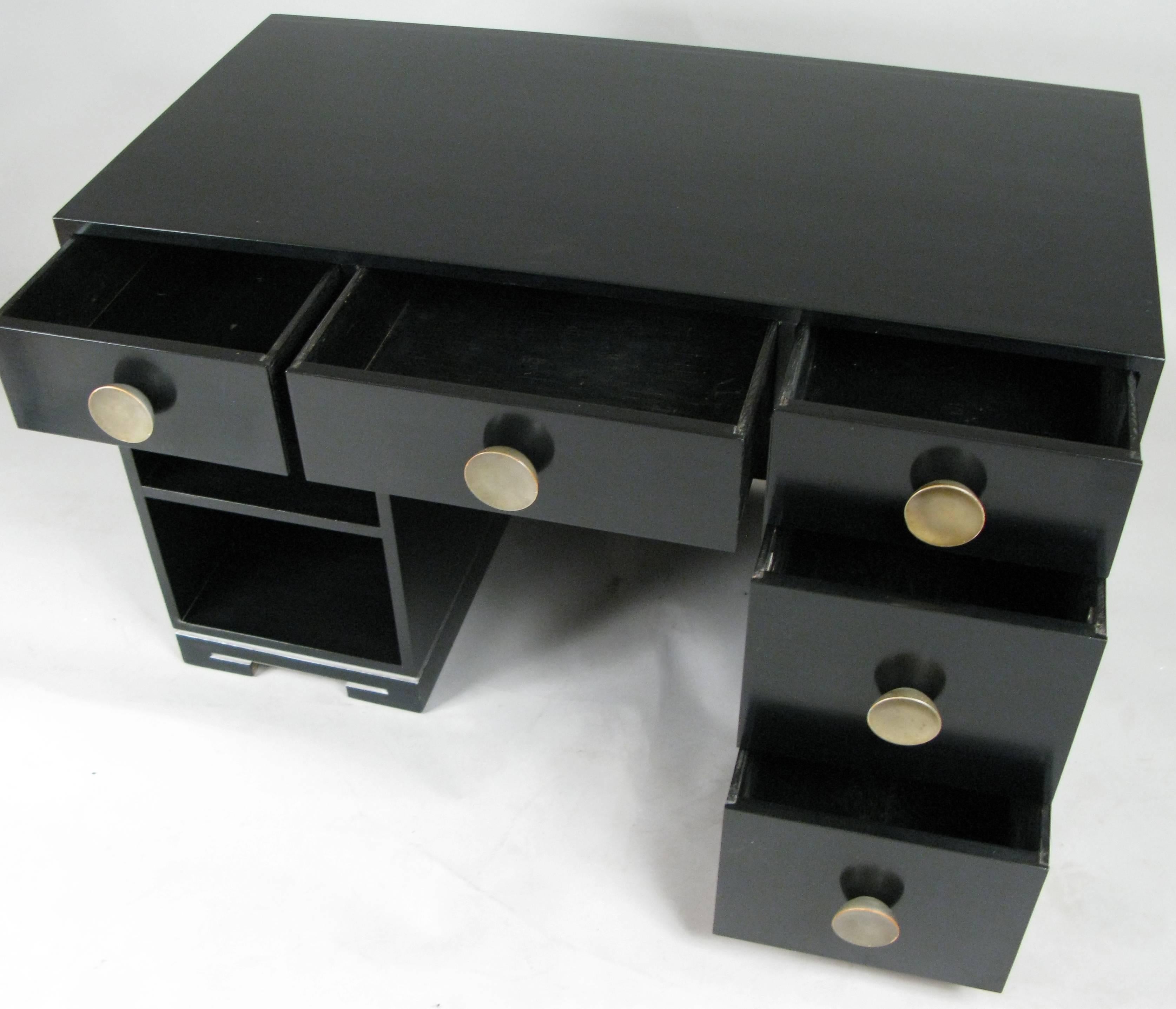 Vintage 1940s Ebonized Desk Attributed to Gilbert Rohde 3