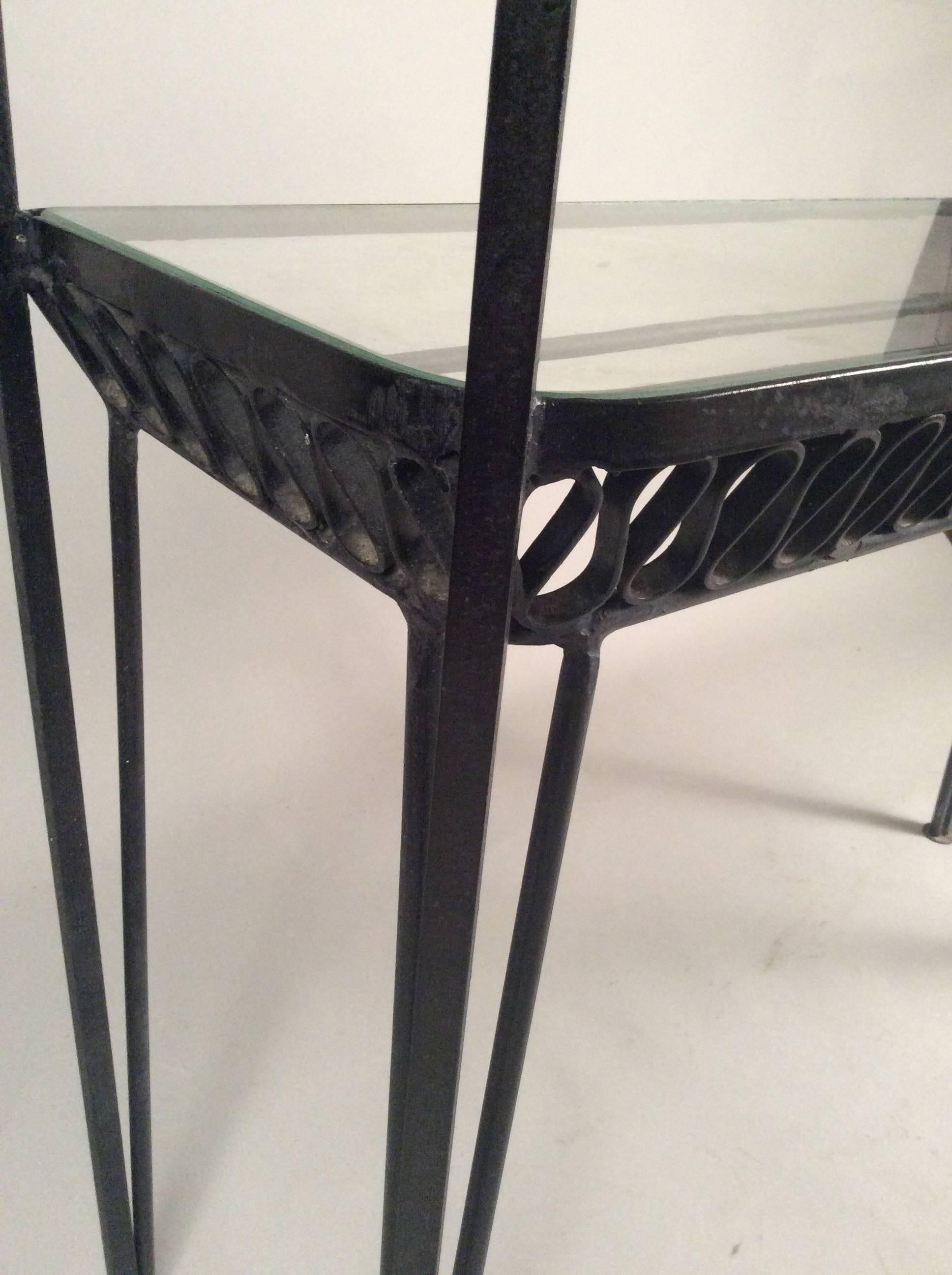American Vintage 1950s Iron and Glass Console Table by Tempestini for Salterini