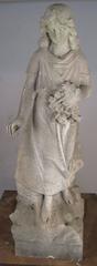 Antique Romantic Period Carved Marble Angel Sculpture