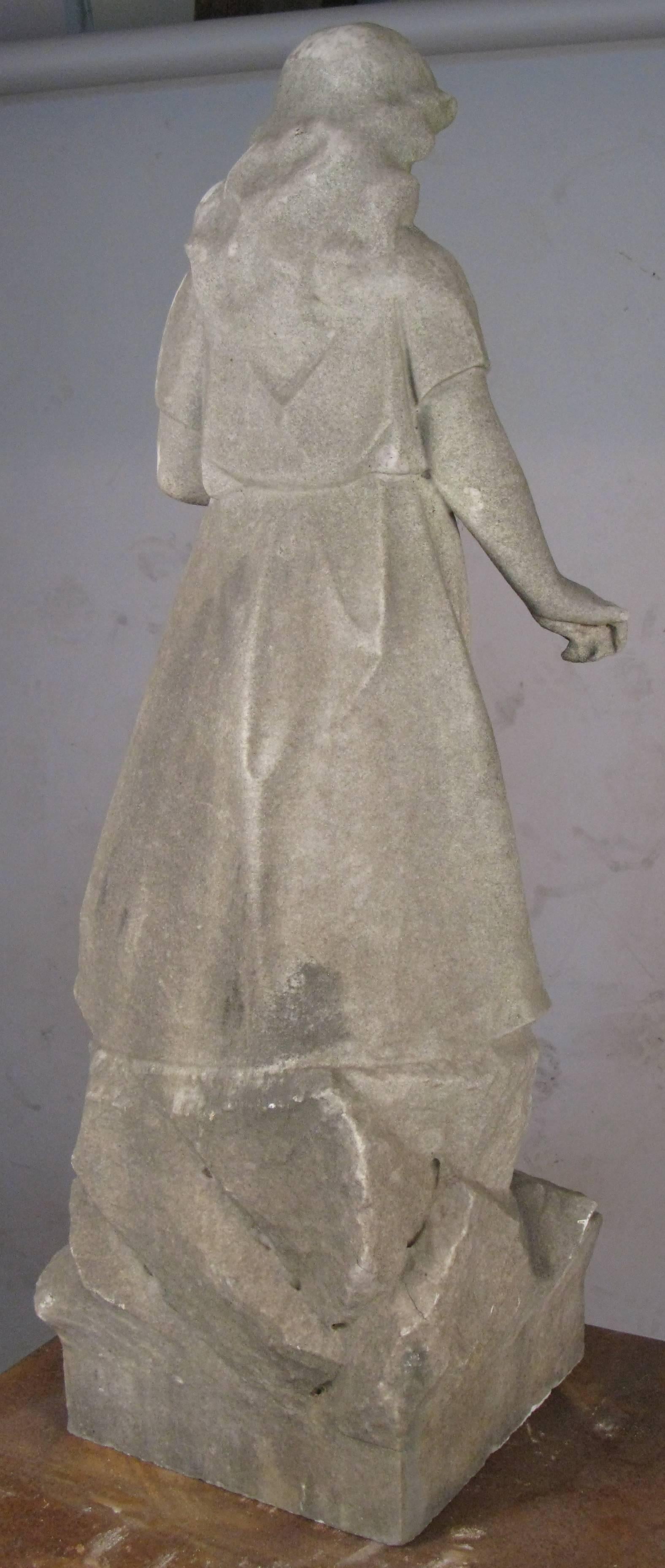 Antique Romantic Period Carved Marble Angel Sculpture In Good Condition In Hudson, NY