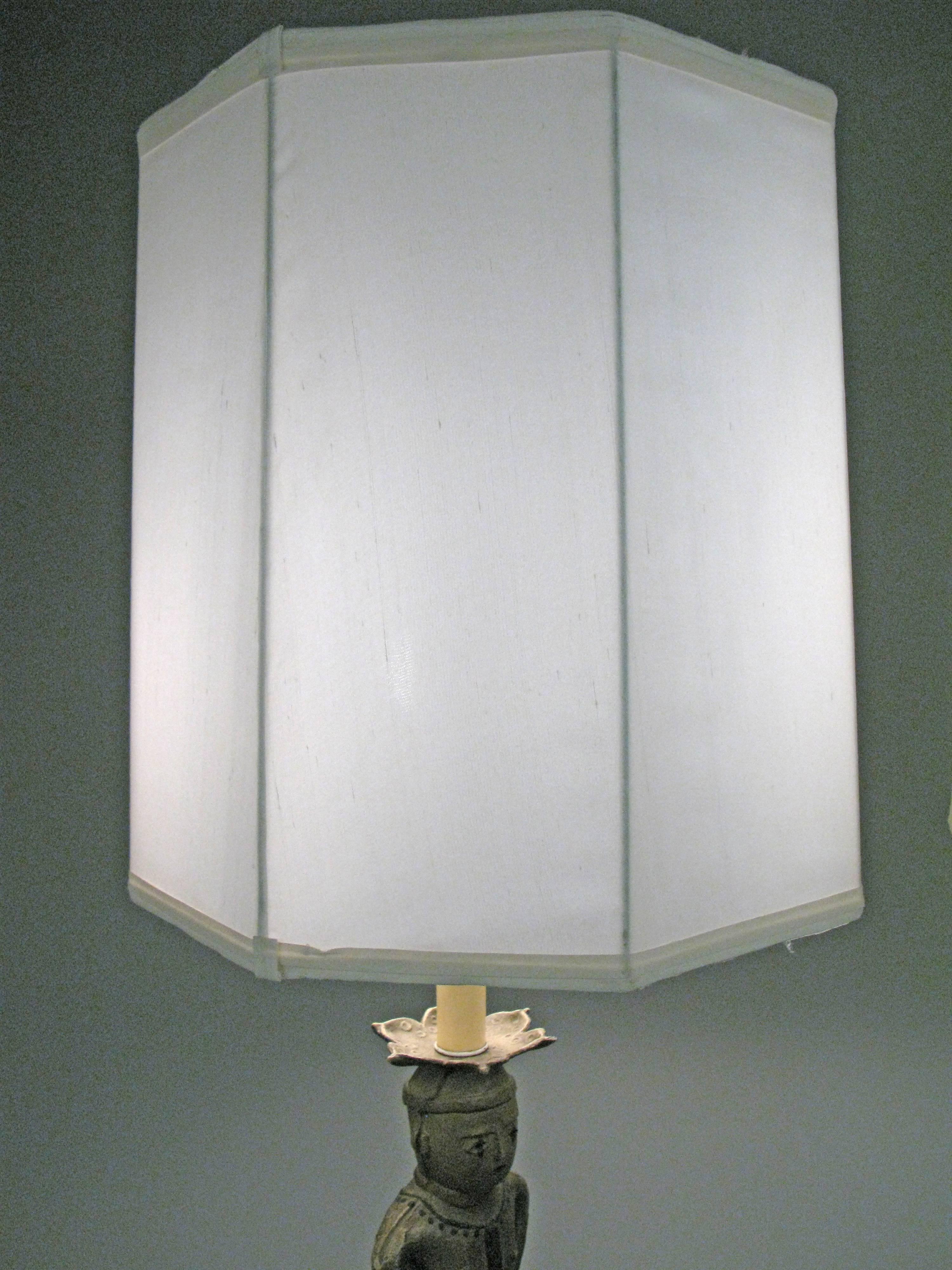 Pair of Antique Japanese Samurai Pottery Lamps 1