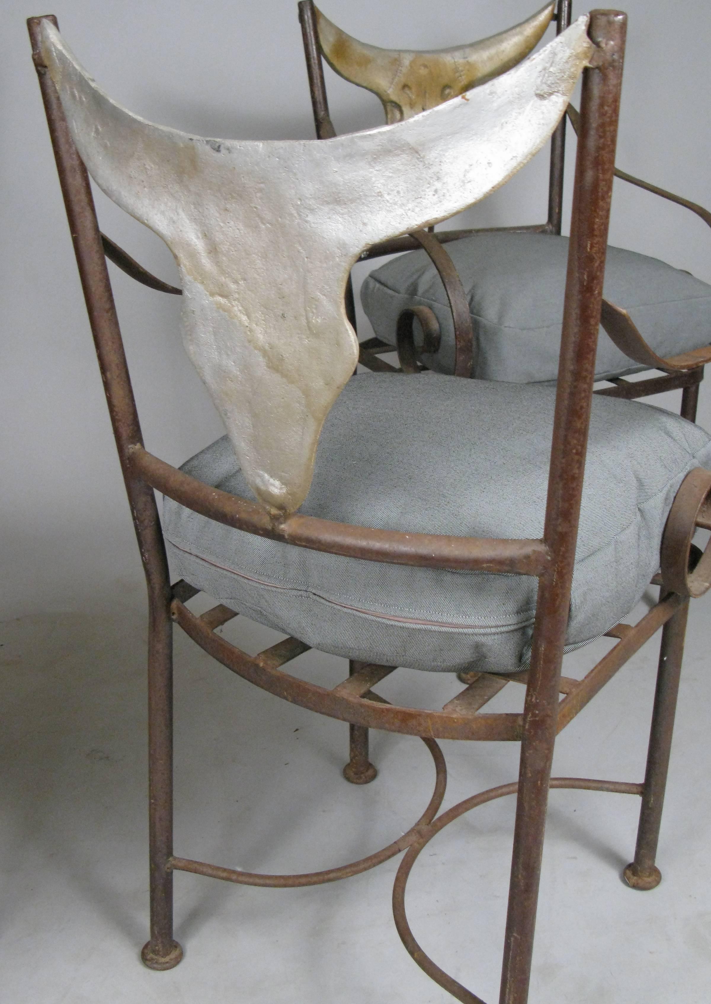 Set of Four Iron Steer Horn Chairs In Good Condition In Hudson, NY