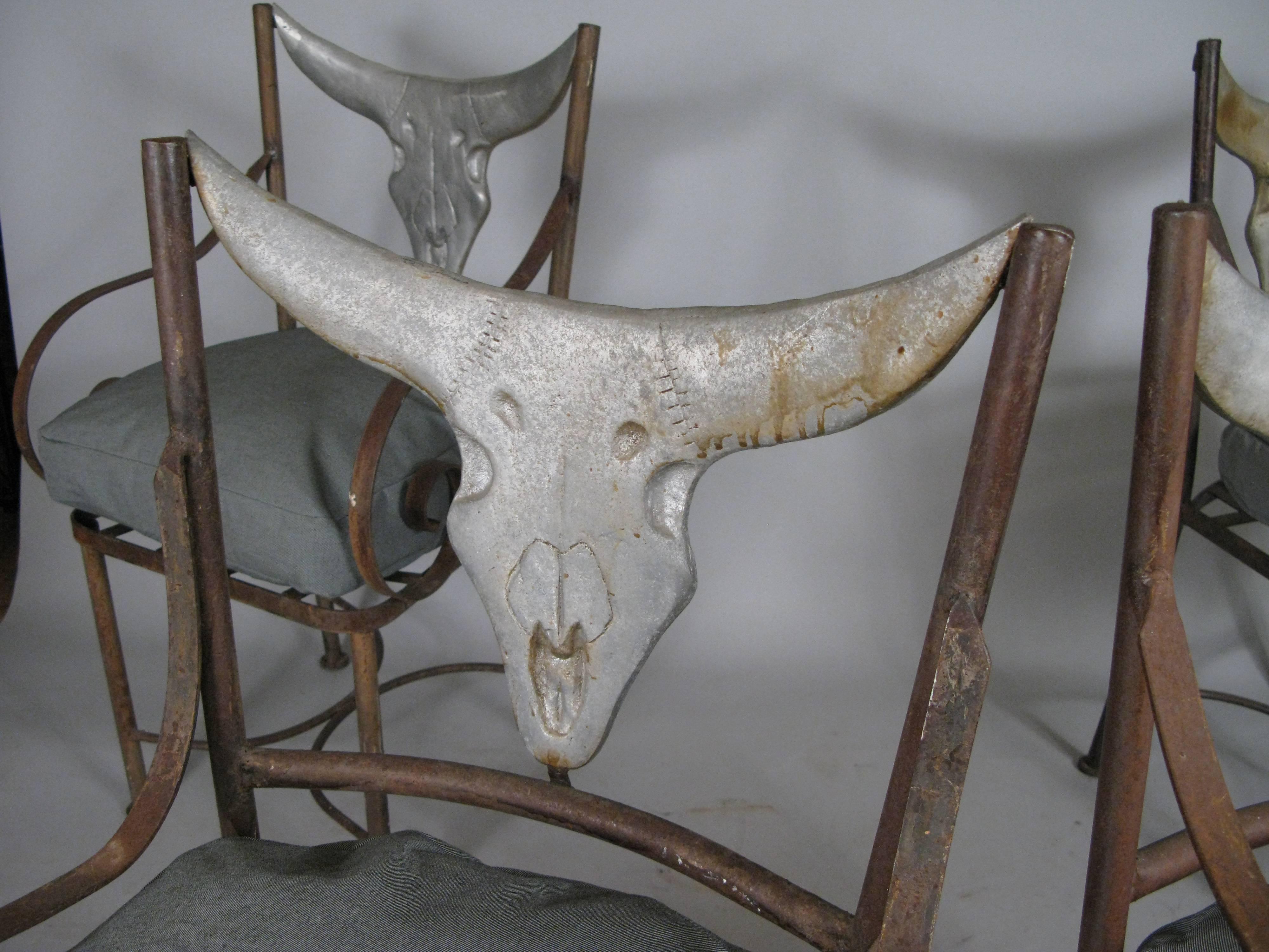 20th Century Set of Four Iron Steer Horn Chairs