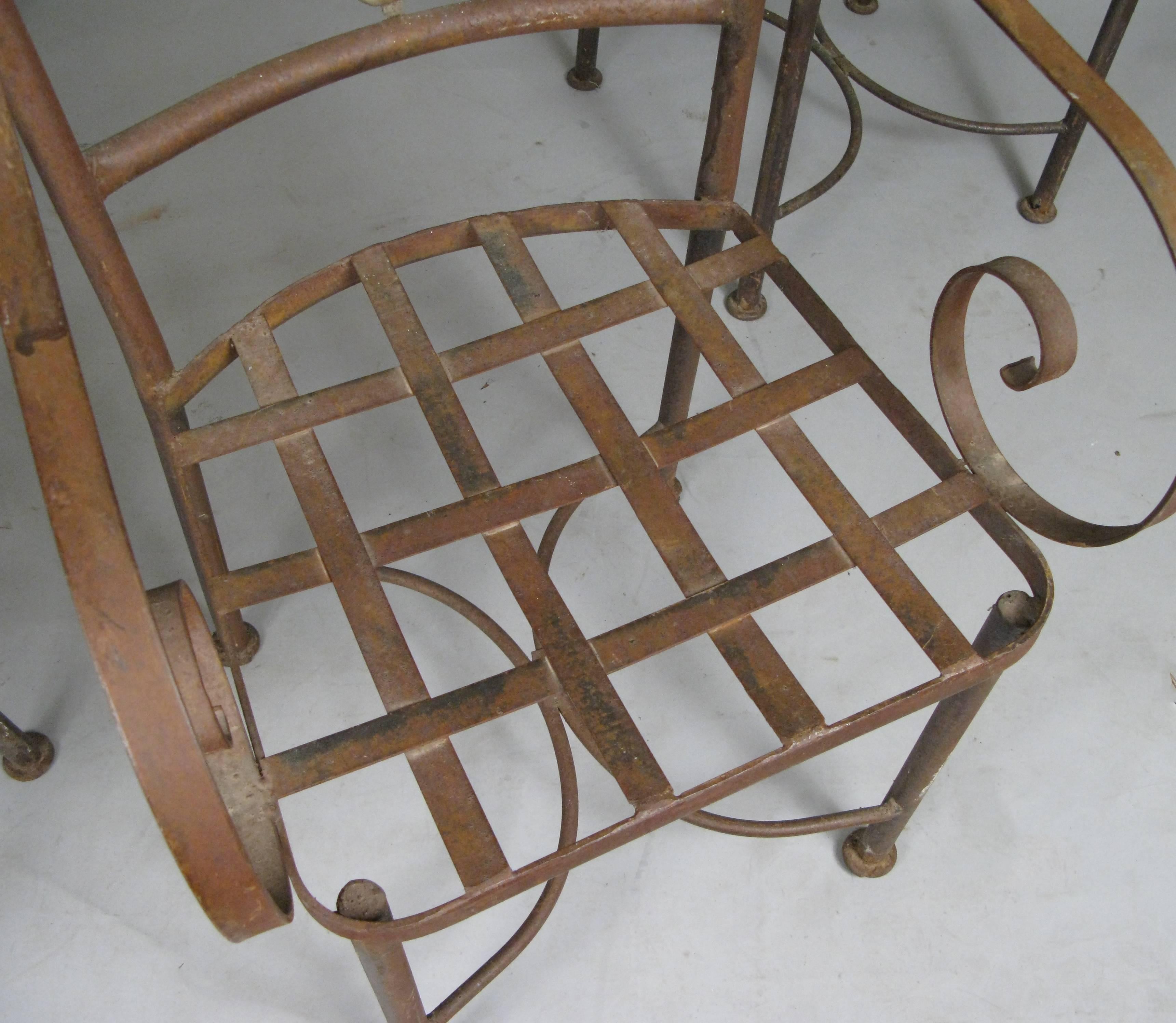 Set of Four Iron Steer Horn Chairs 1