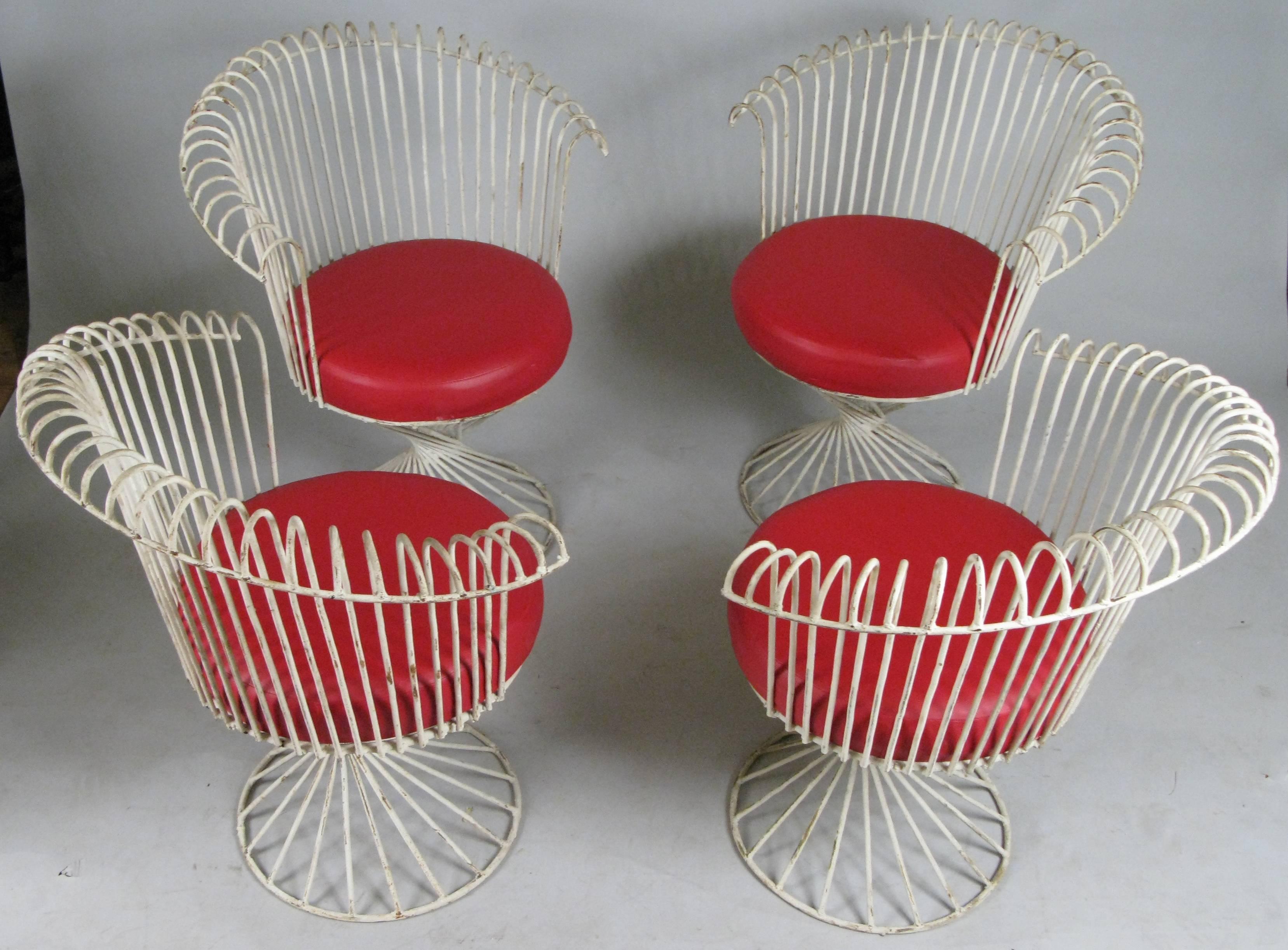 Mid-20th Century Set of Four Curved Scroll French Garden Chairs