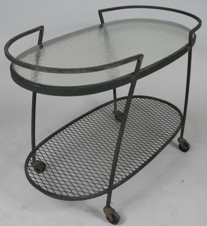 Wrought Iron 1950s Oval Bar Cart by Woodard at 1stDibs