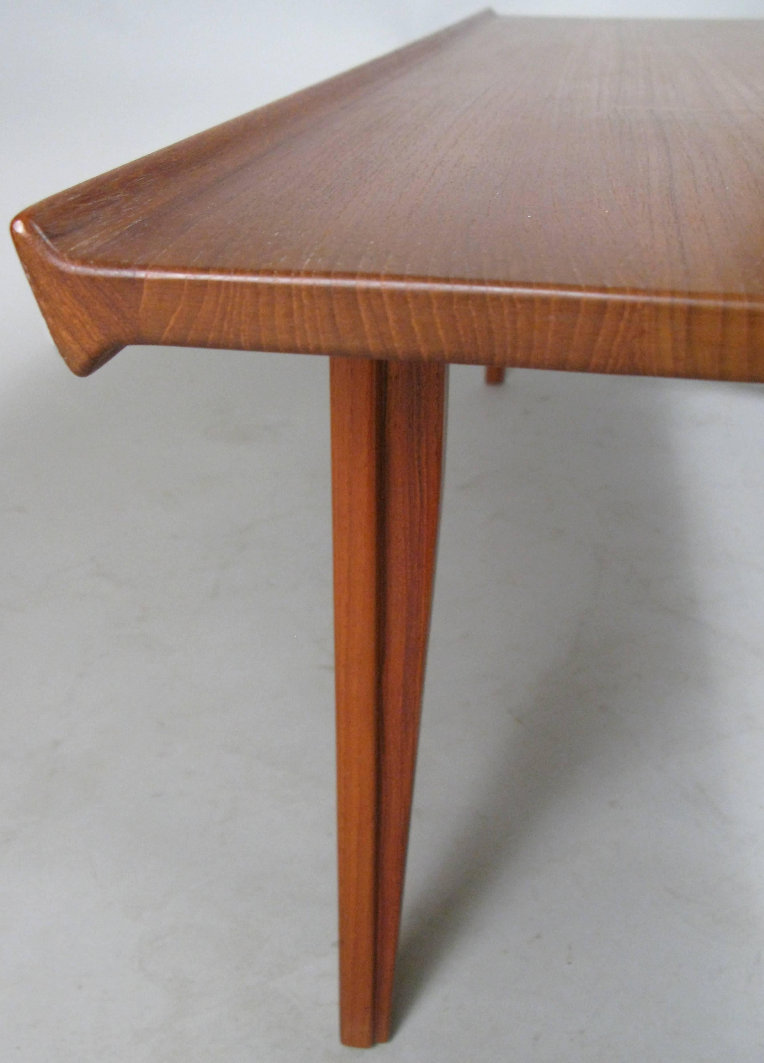 Danish Solid Teak Cocktail Table by Finn Juhl In Good Condition In Hudson, NY