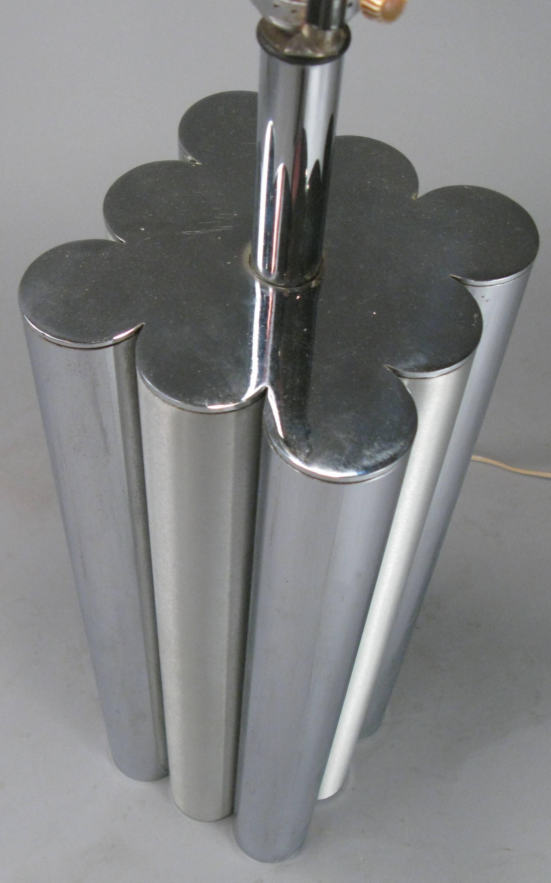 Mid-Century Modern Pair of 1970s Chrome and Brushed Steel Tubular Lamps by Mutual Sunset