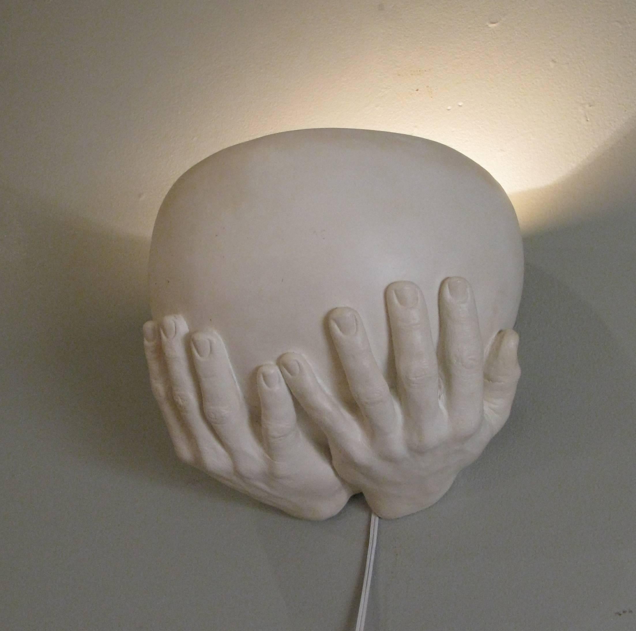 Pair of 1970s Plaster 'Hands' Sconces by Richard Etts 2
