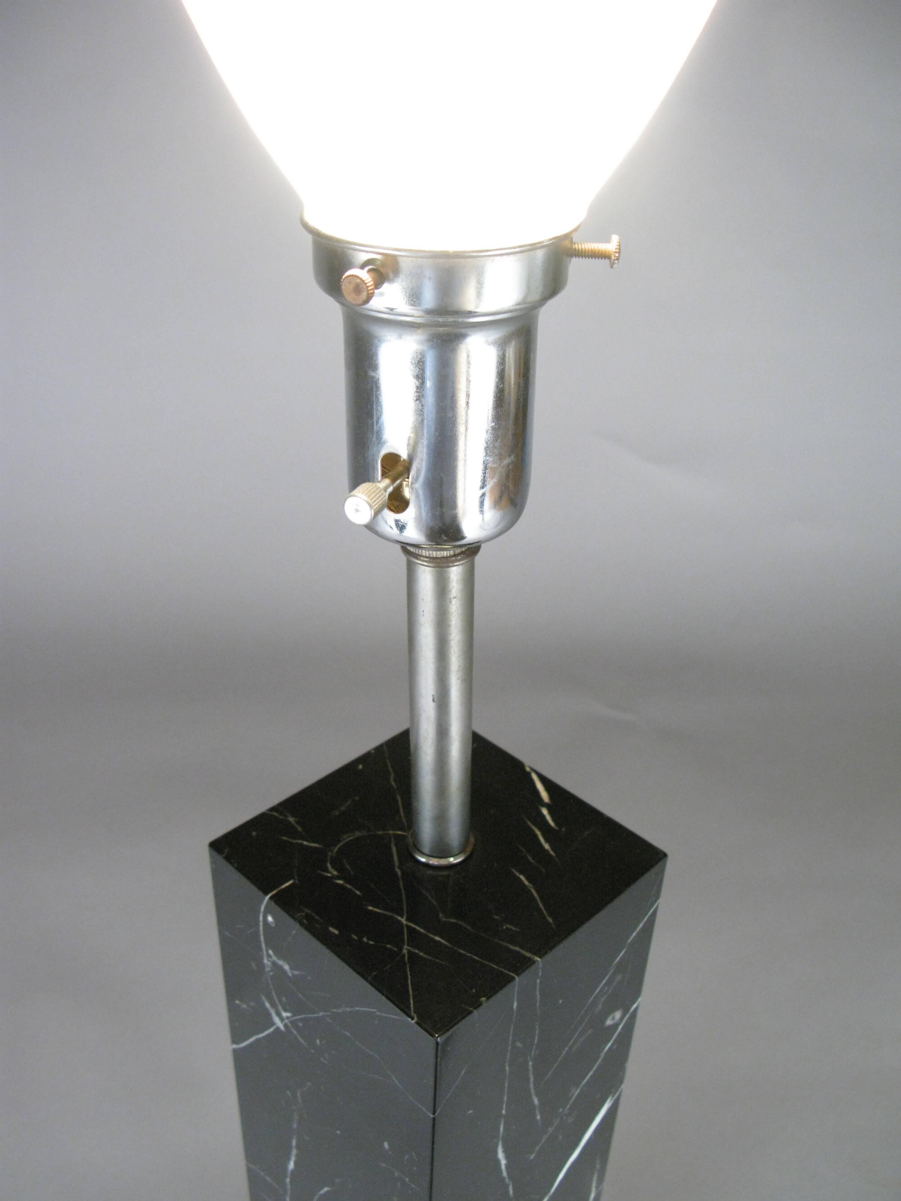 Mid-20th Century Classic 1950s Black Marble Table Lamp
