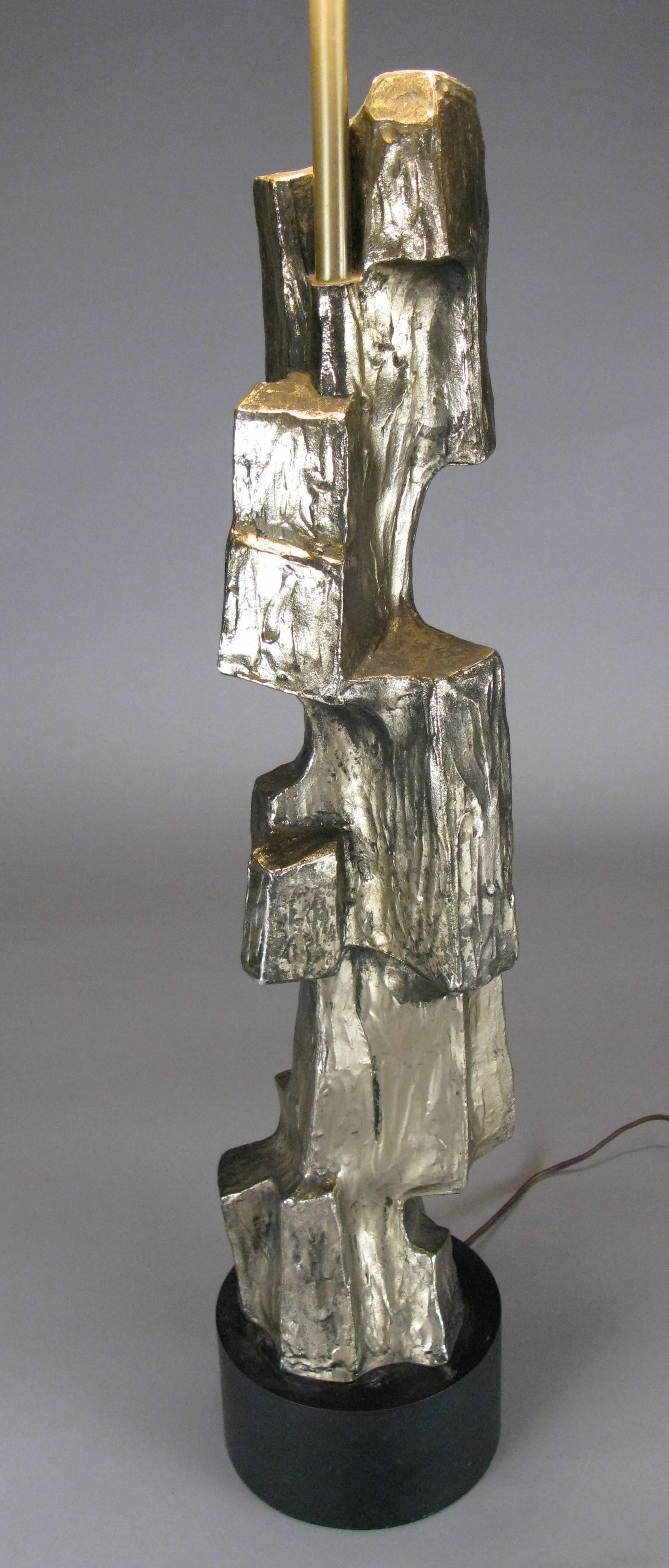 Brutalist Sculptural 1970s Bronze Lamp