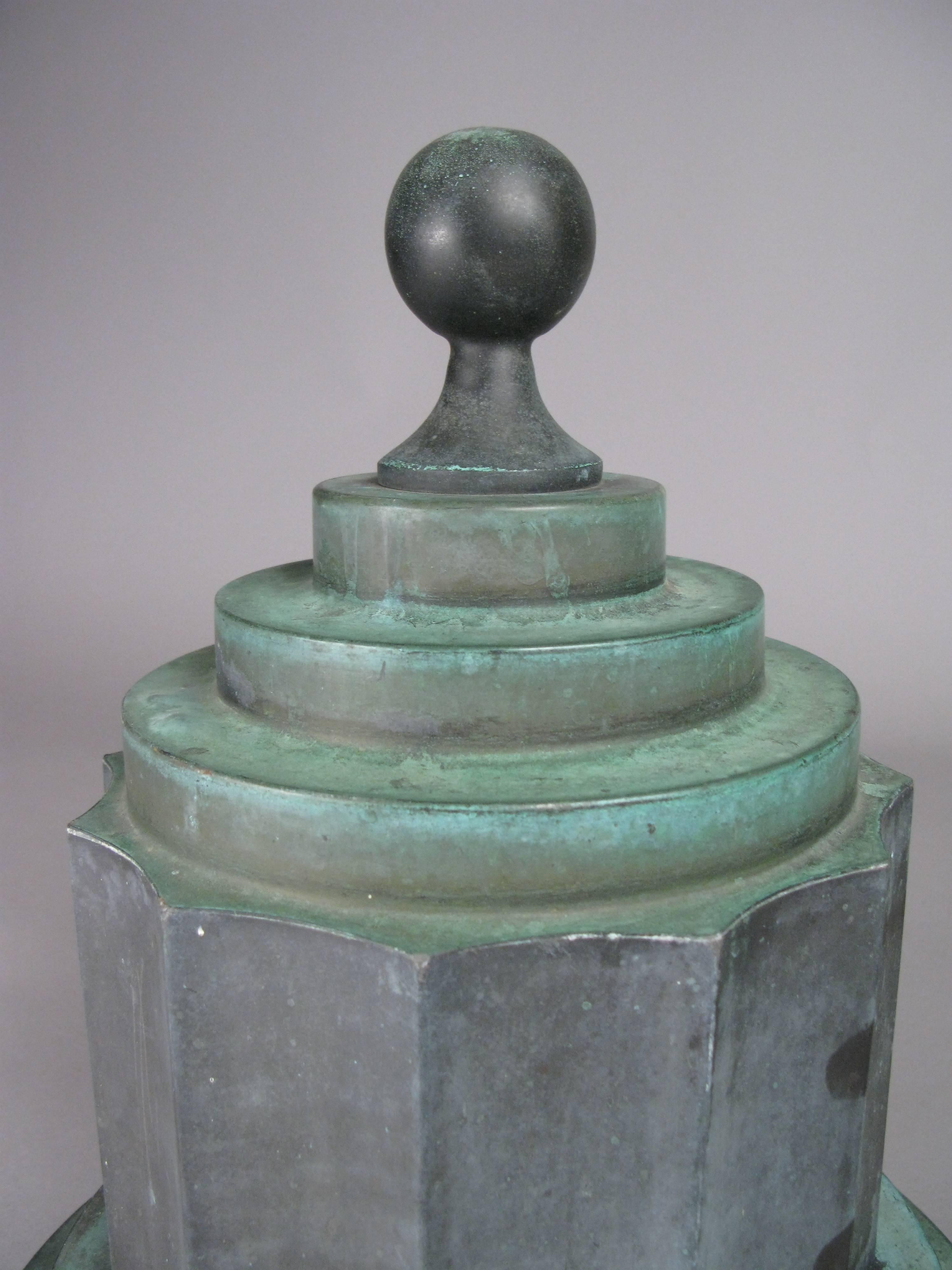 Antique Art Deco Patinated Copper Finial In Good Condition In Hudson, NY
