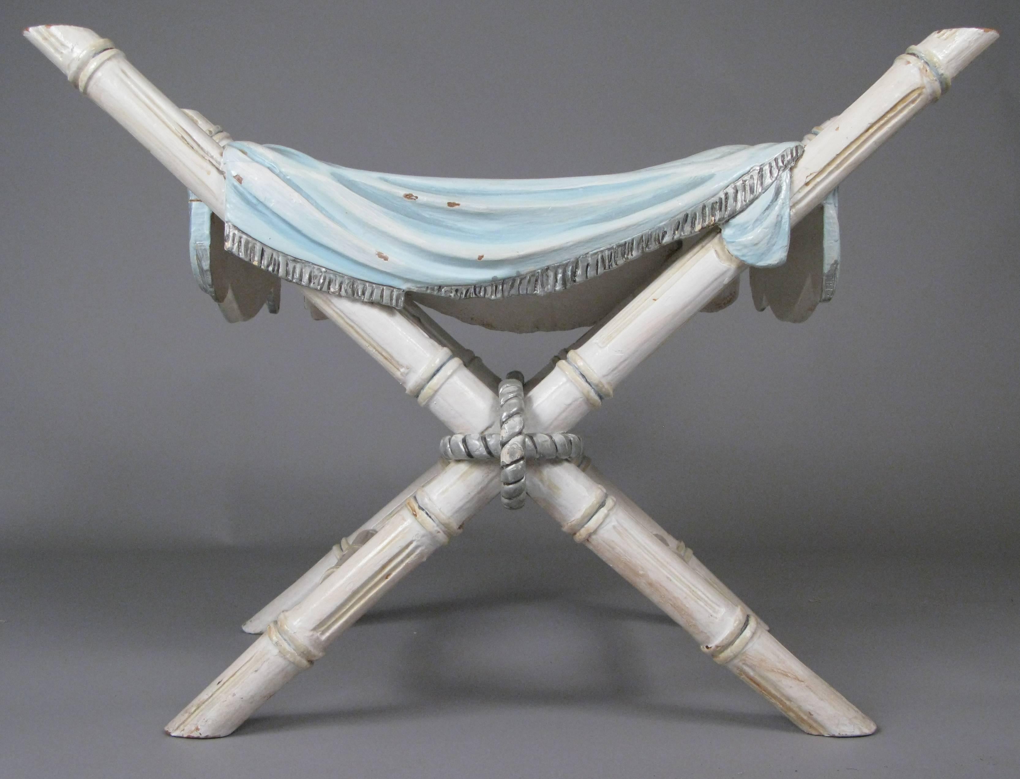 Antique Italian Carved and Draped Bench 3
