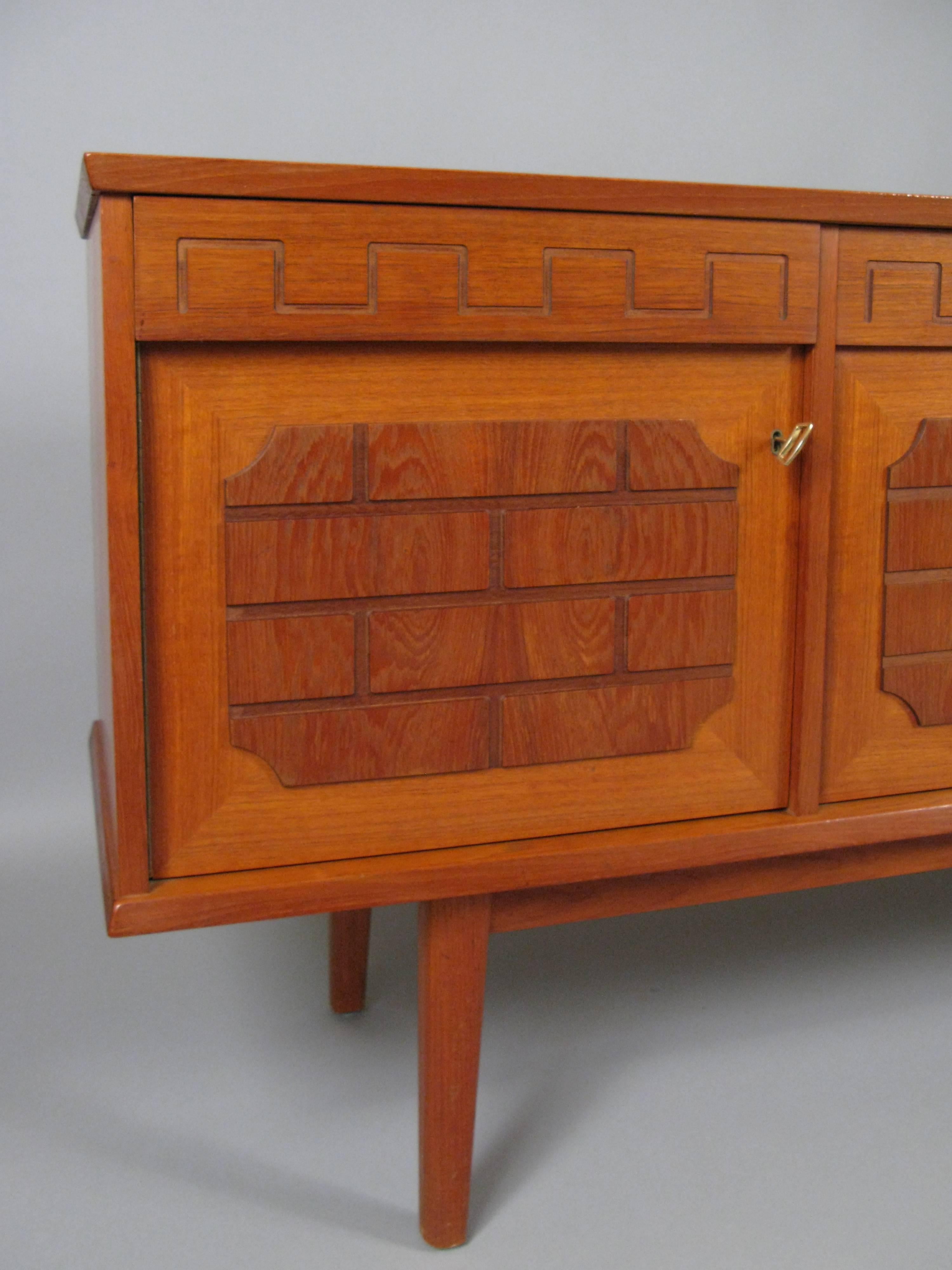 Scandinavian Modern Danish Mid-Century Teak & Walnut Sideboard Cabinet