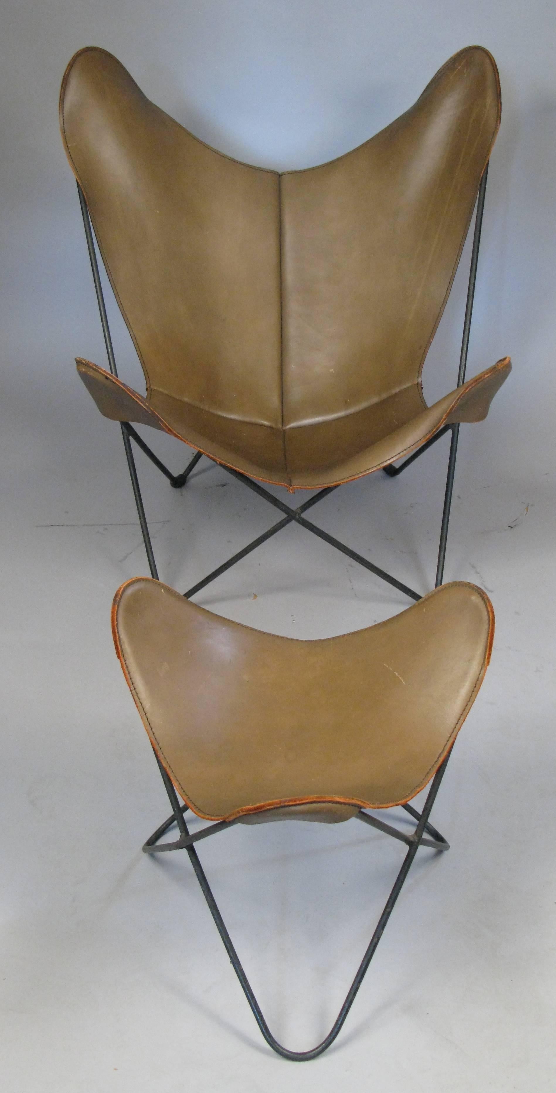 leather butterfly chair with ottoman