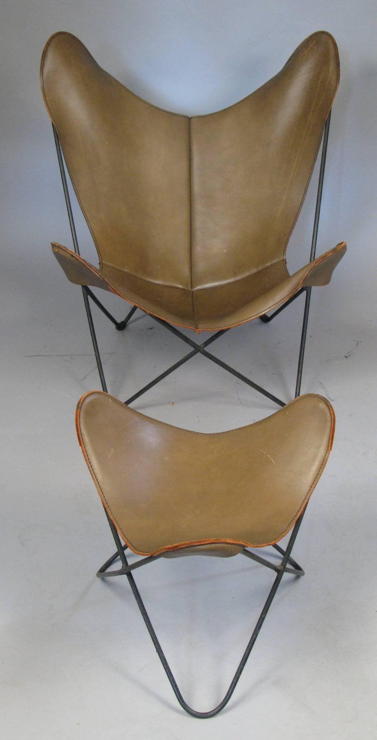 Leather Butterfly Lounge Chair and Ottoman by Hardoy for Knoll at