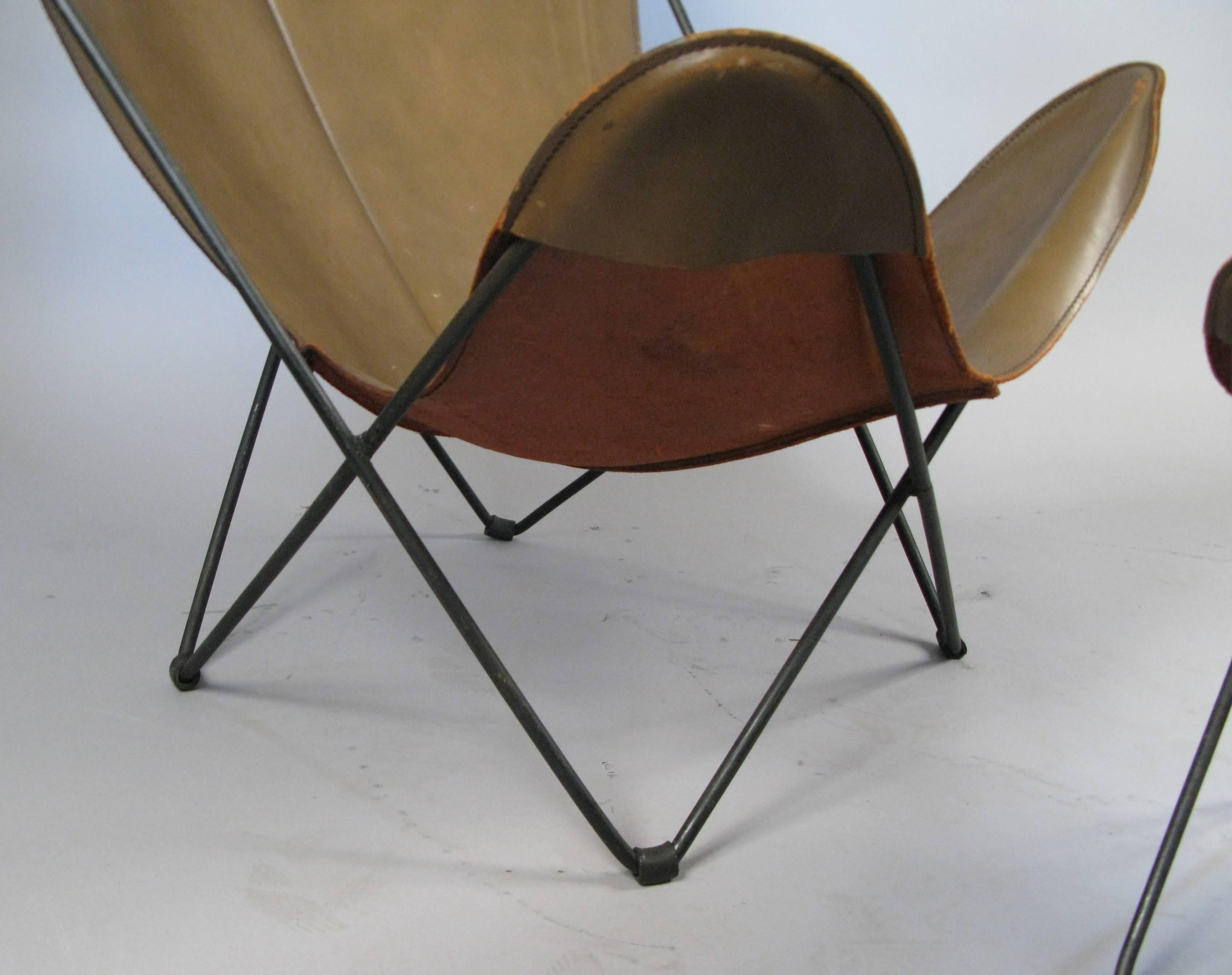 Leather Butterfly Lounge Chair and Ottoman by Hardoy for Knoll 1