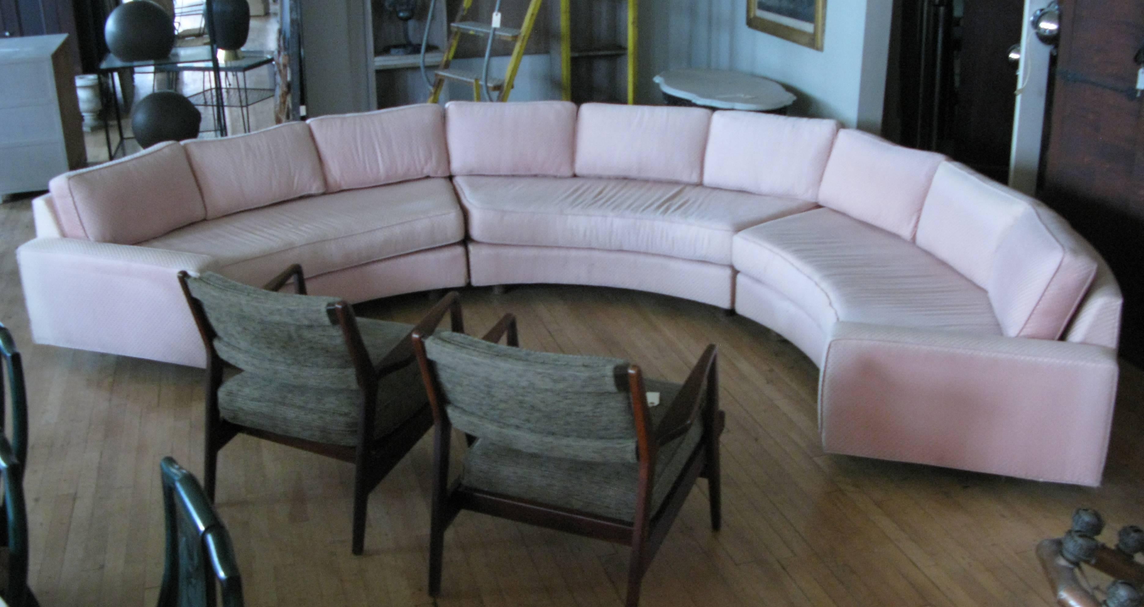 American Milo Baughman Semi-Circular Curved Sectional Sofa