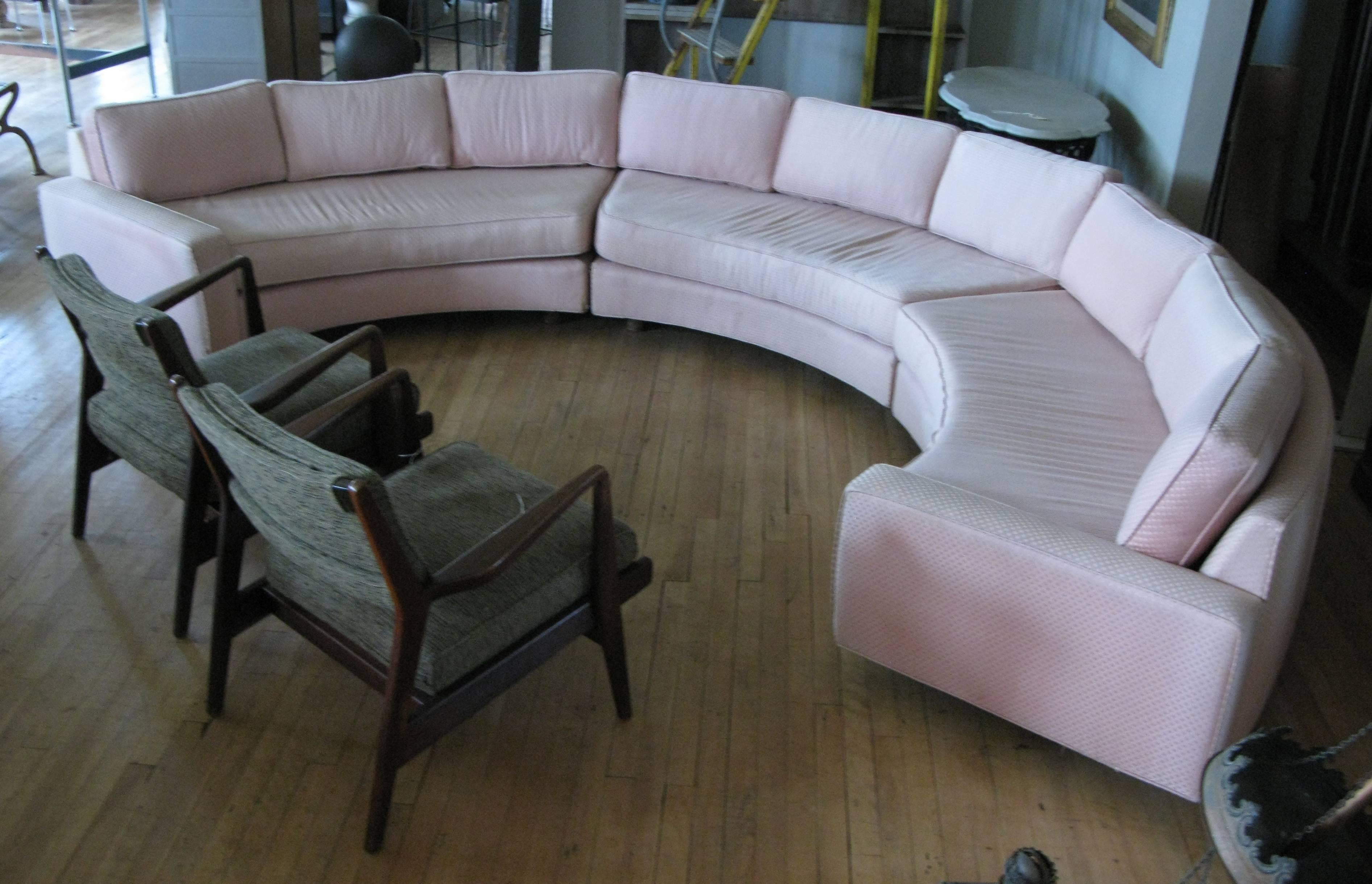 Mid-Century Modern Milo Baughman Semi-Circular Curved Sectional Sofa