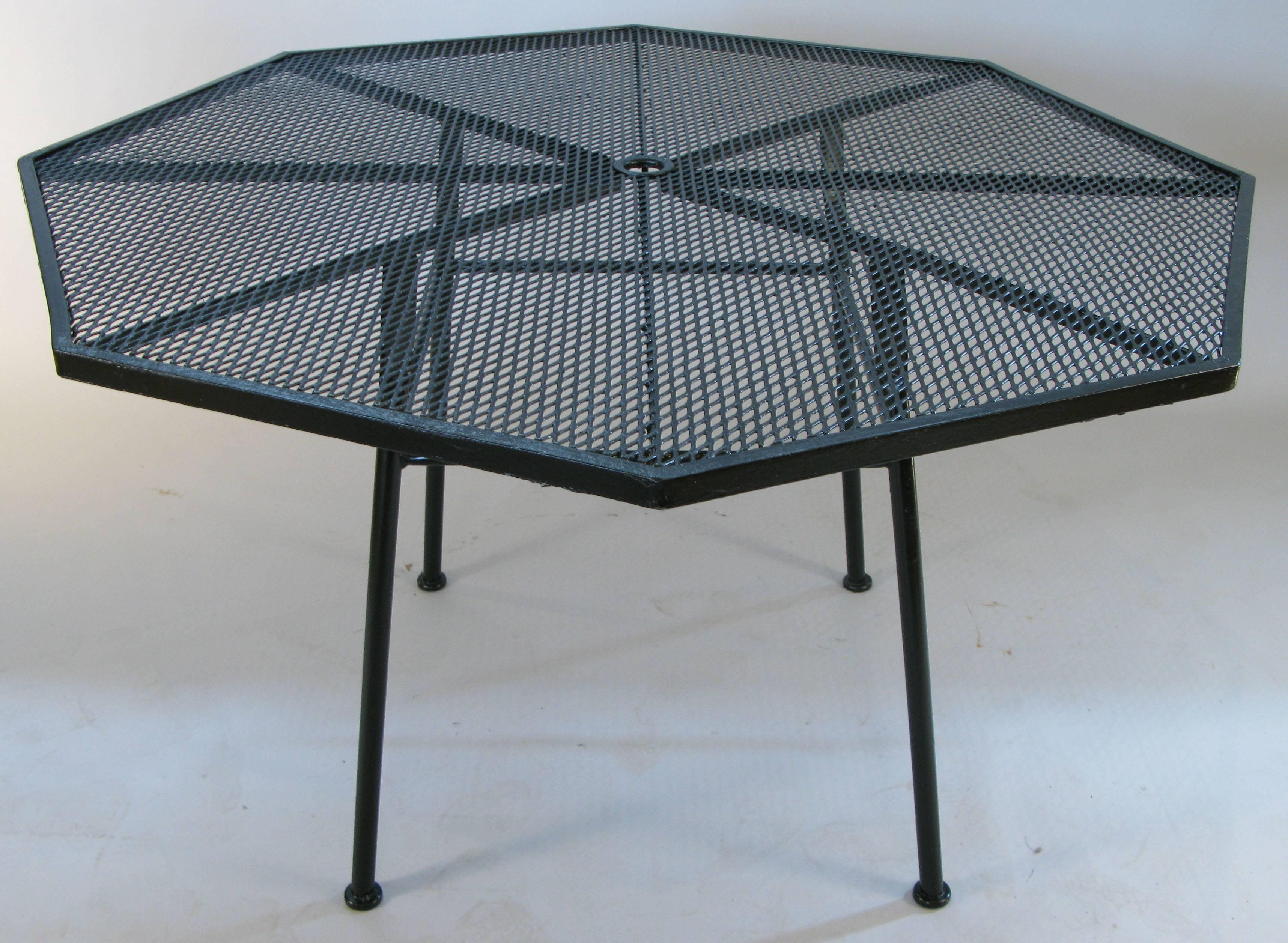 American Octagonal Wrought Iron 'Sculptura' Dining Table by Russell Woodard