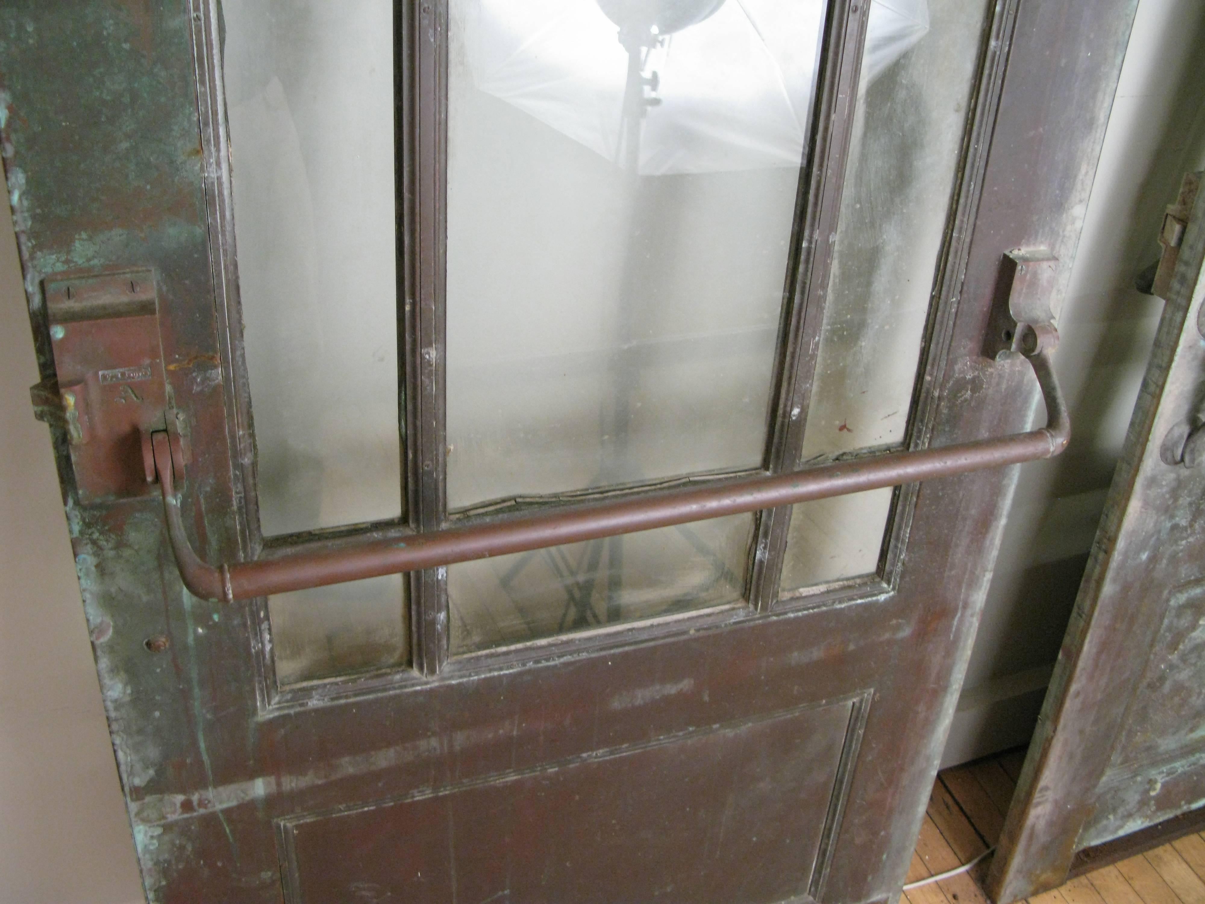 Pair of Antique Bronze and Glass Doors 4