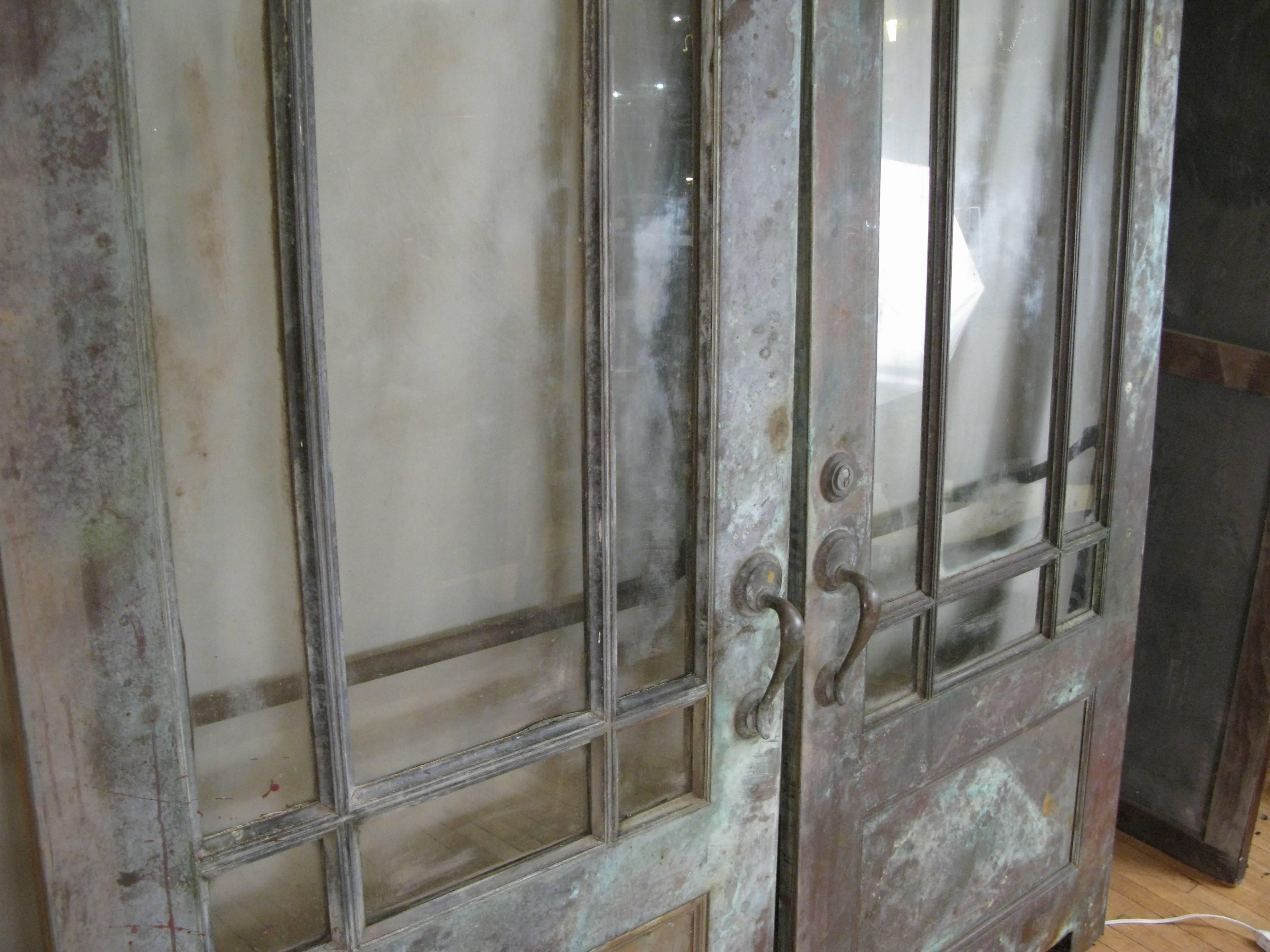 Pair of Antique Bronze and Glass Doors 3