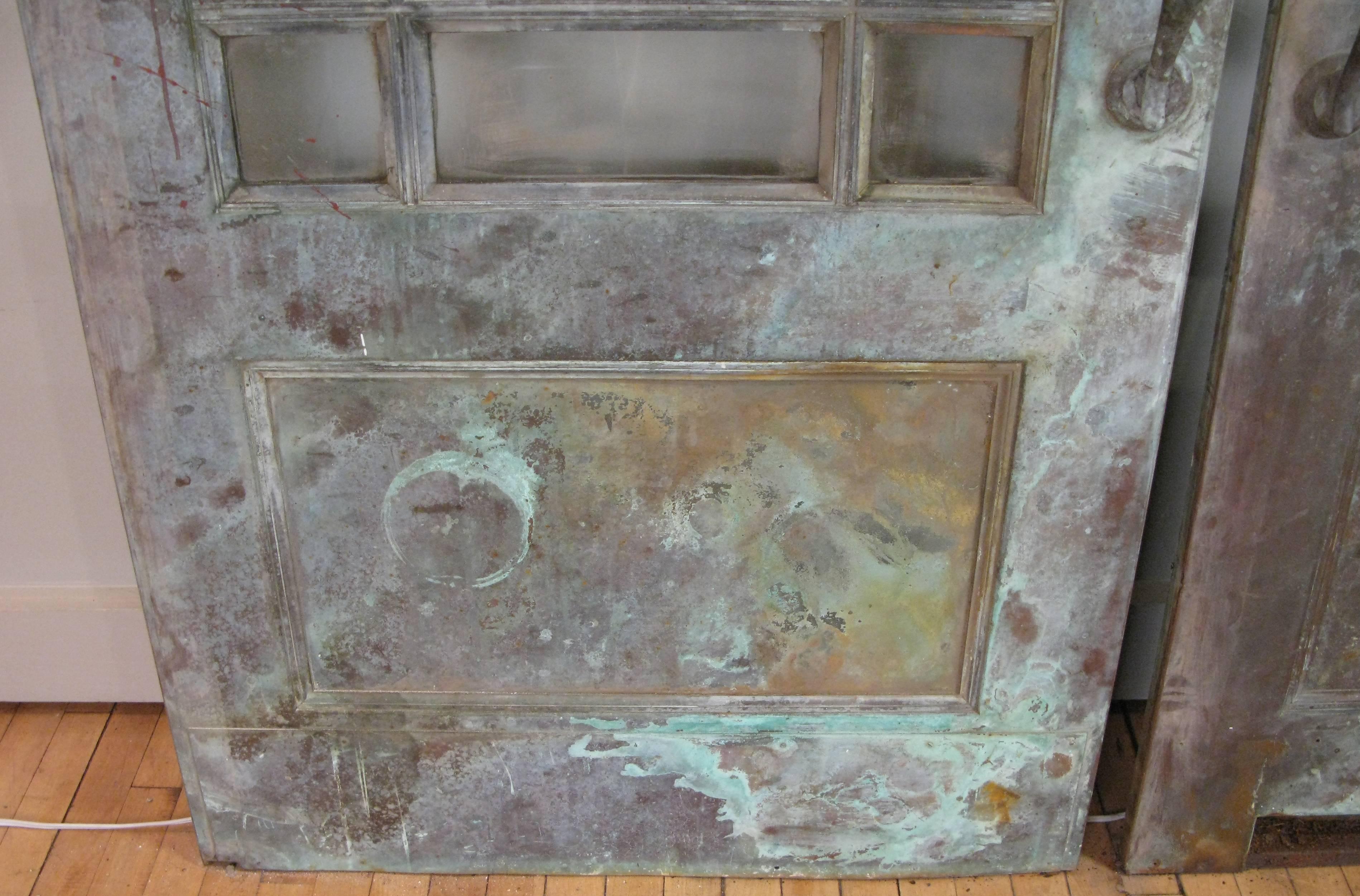 Pair of Antique Bronze and Glass Doors In Good Condition In Hudson, NY