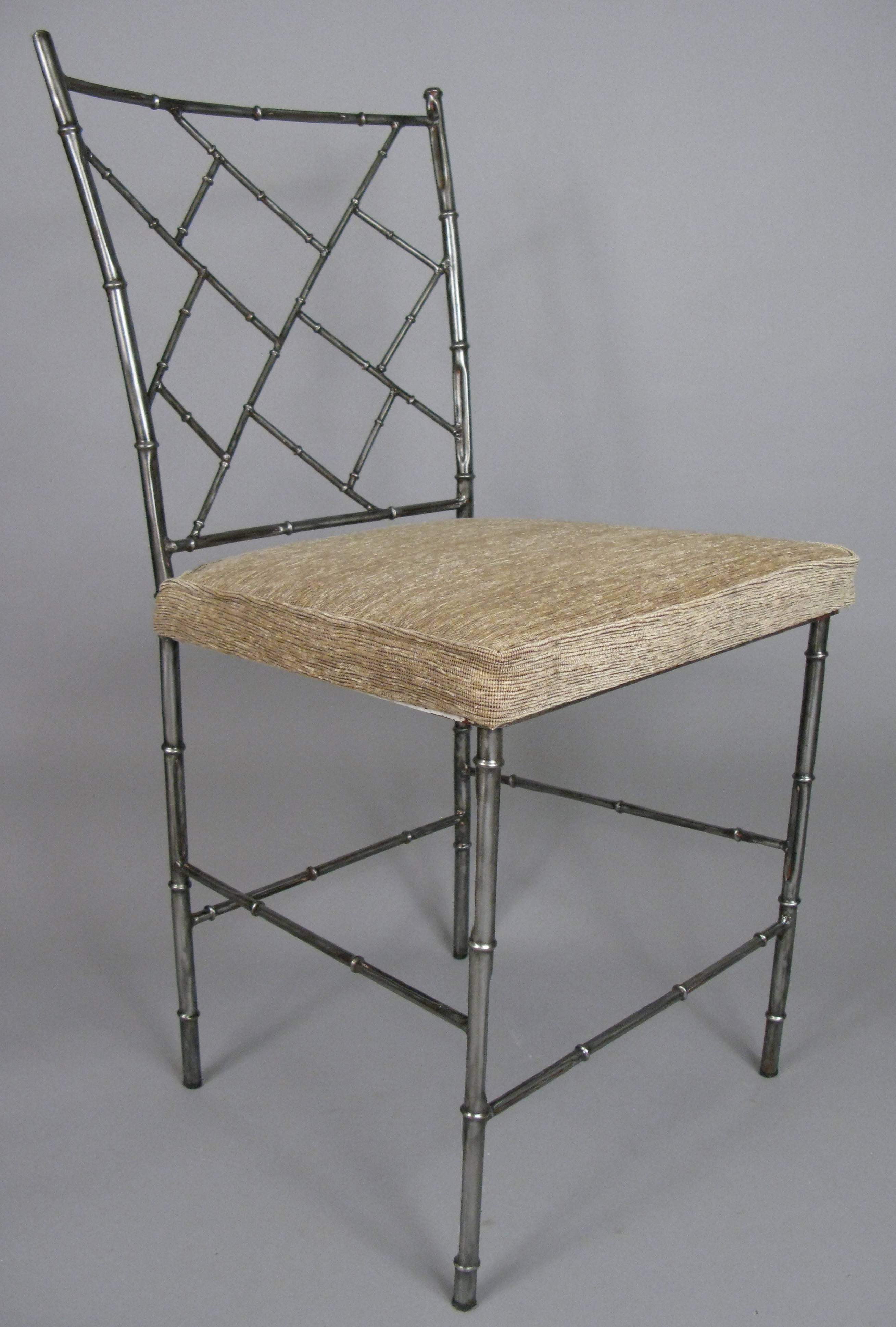 Mid-20th Century Set of Four Steel Chippendale Style 'Bamboo' Dining Chairs