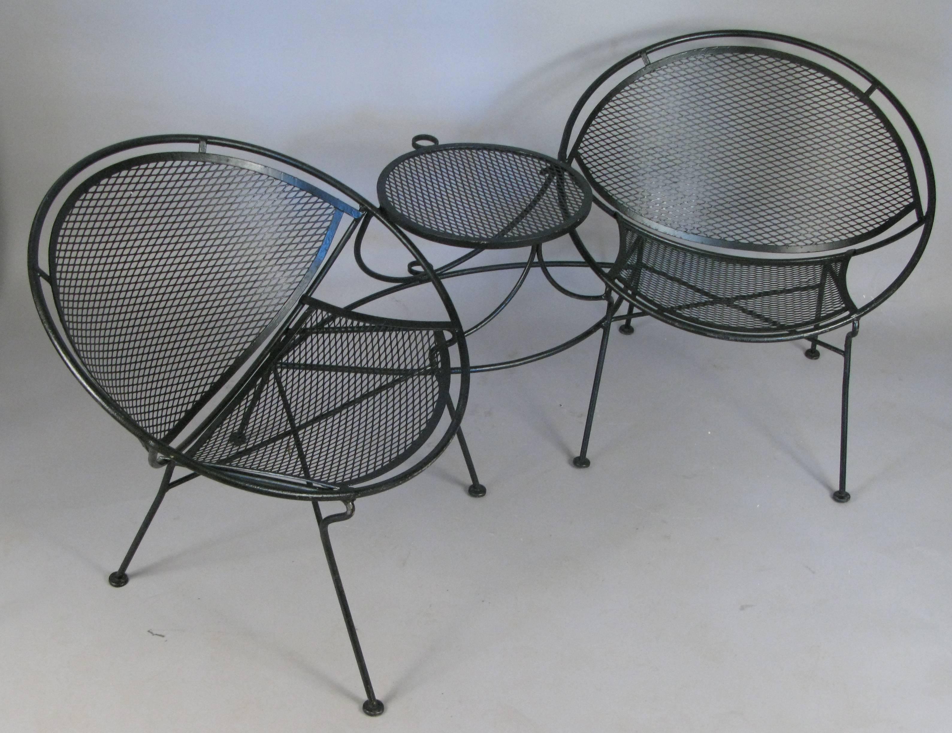 American Salterini 'Radar' Wrought Iron Tête-à-Tête Lounge Chair