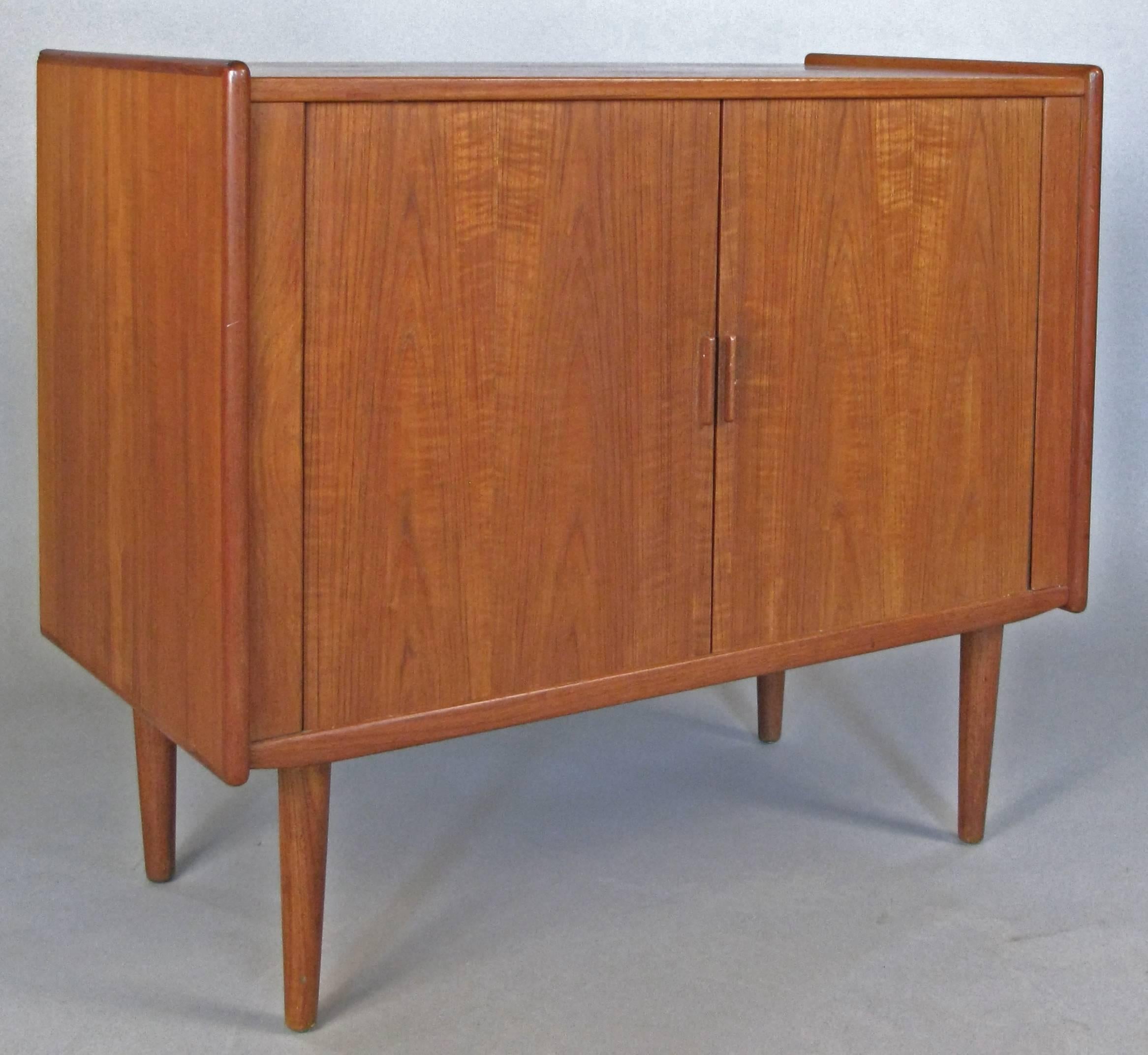 Pair of 1950s Danish Teak Tambour Cabinets In Good Condition In Hudson, NY