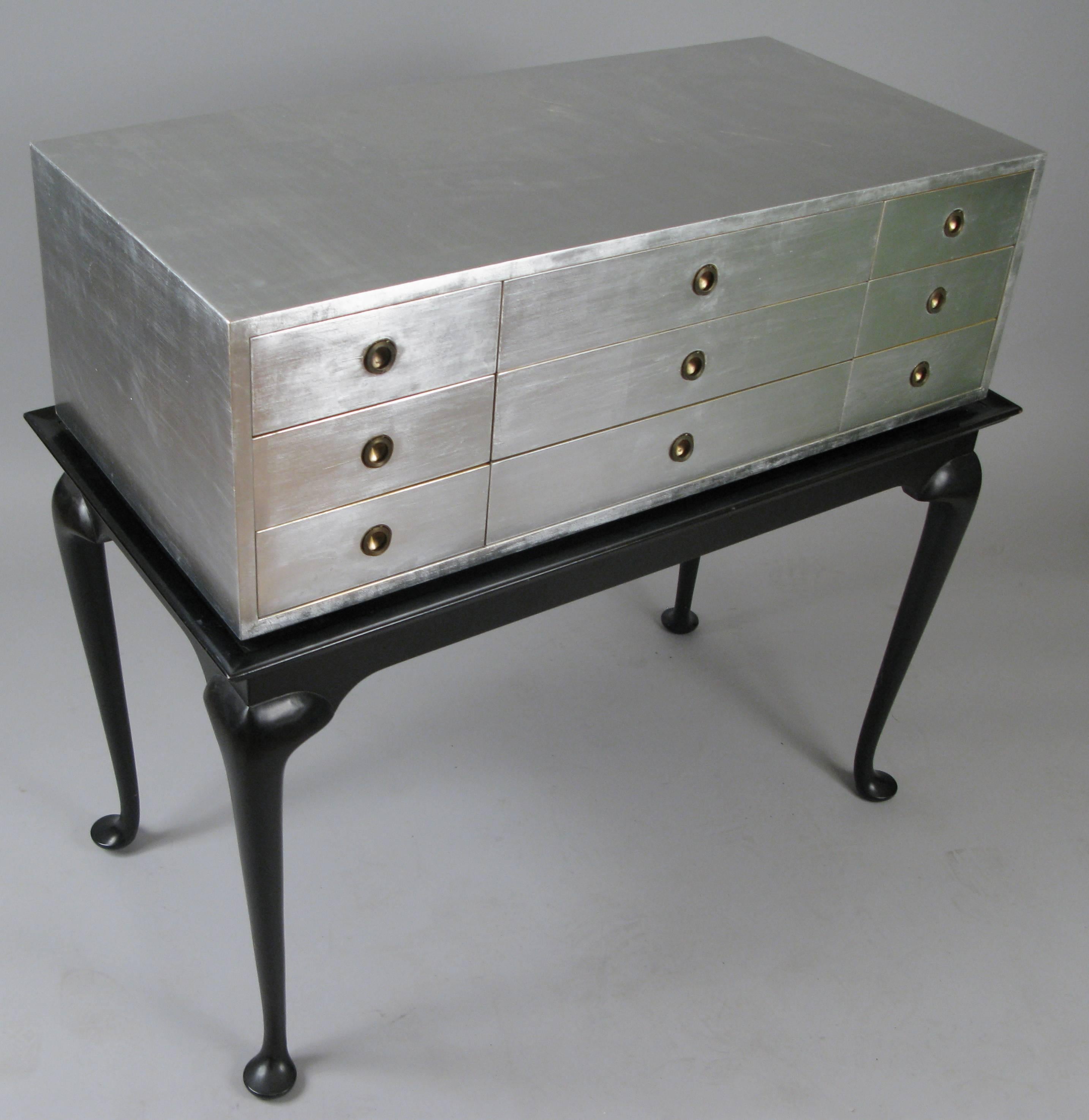 Silver Leaf Nine-Drawer Chest by Kittinger In Excellent Condition In Hudson, NY