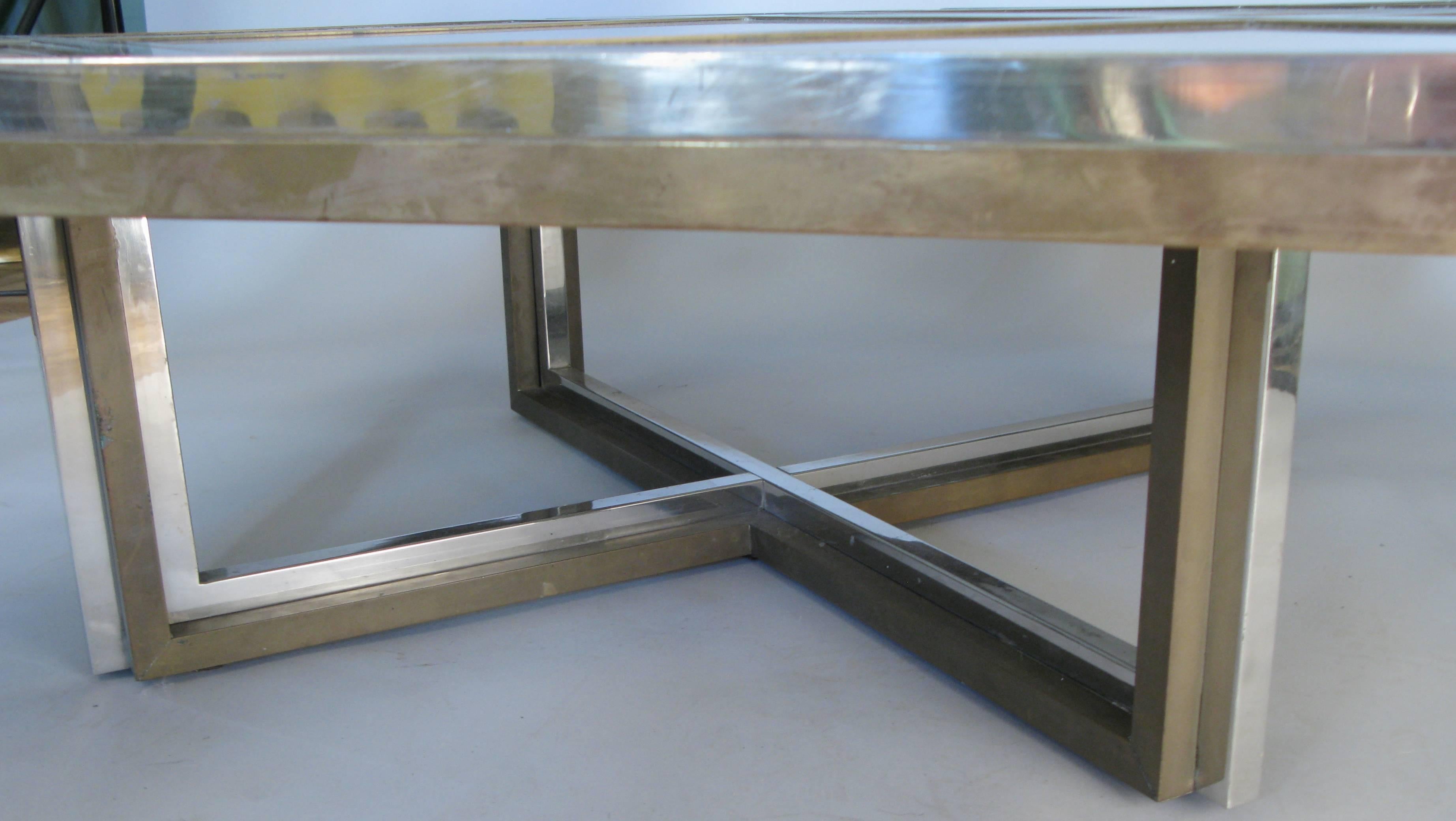Vintage Italian 1970s Brass and Chrome Cocktail Table by Romeo Rega In Good Condition In Hudson, NY