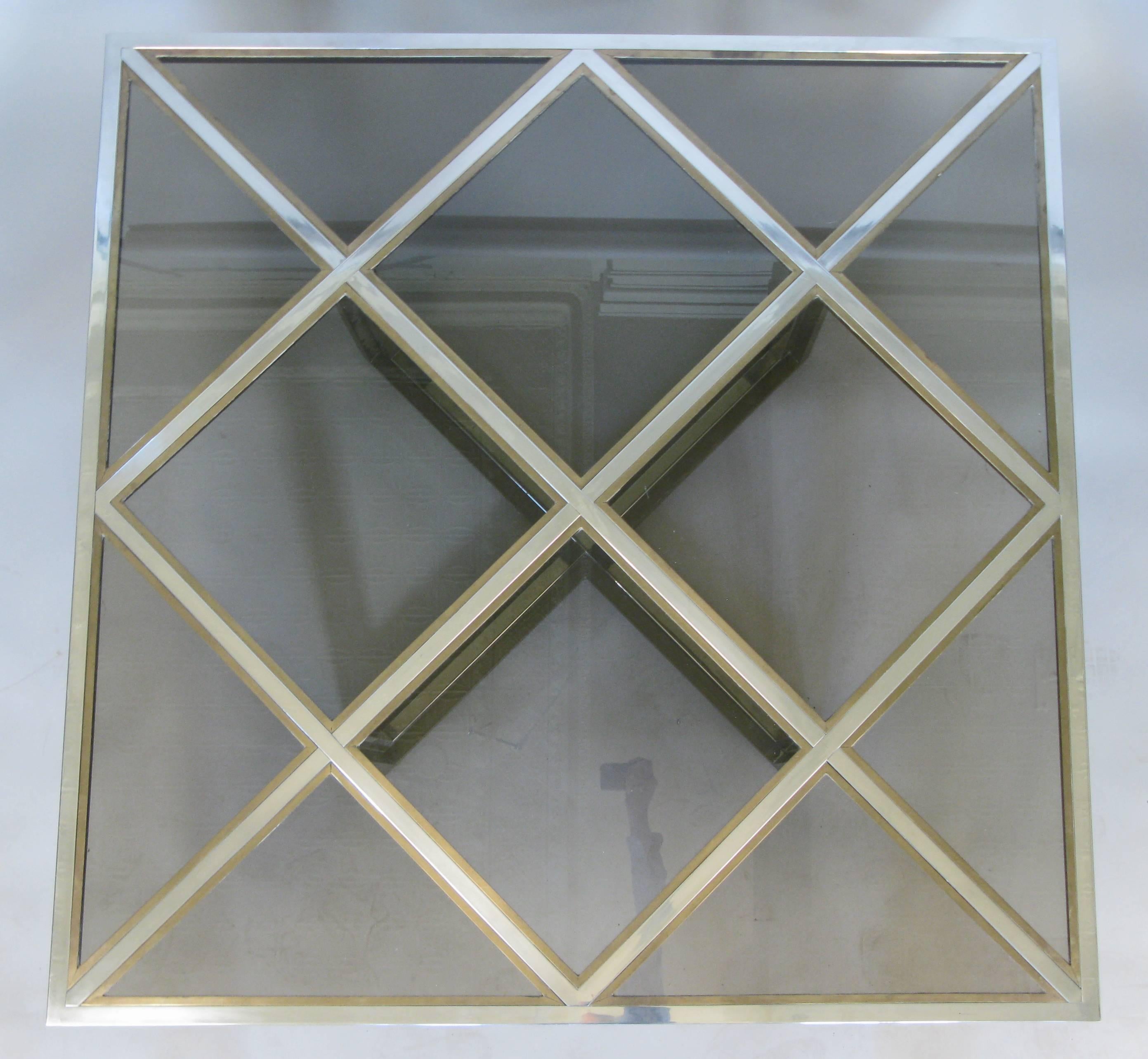 Late 20th Century Vintage Italian 1970s Brass and Chrome Cocktail Table by Romeo Rega
