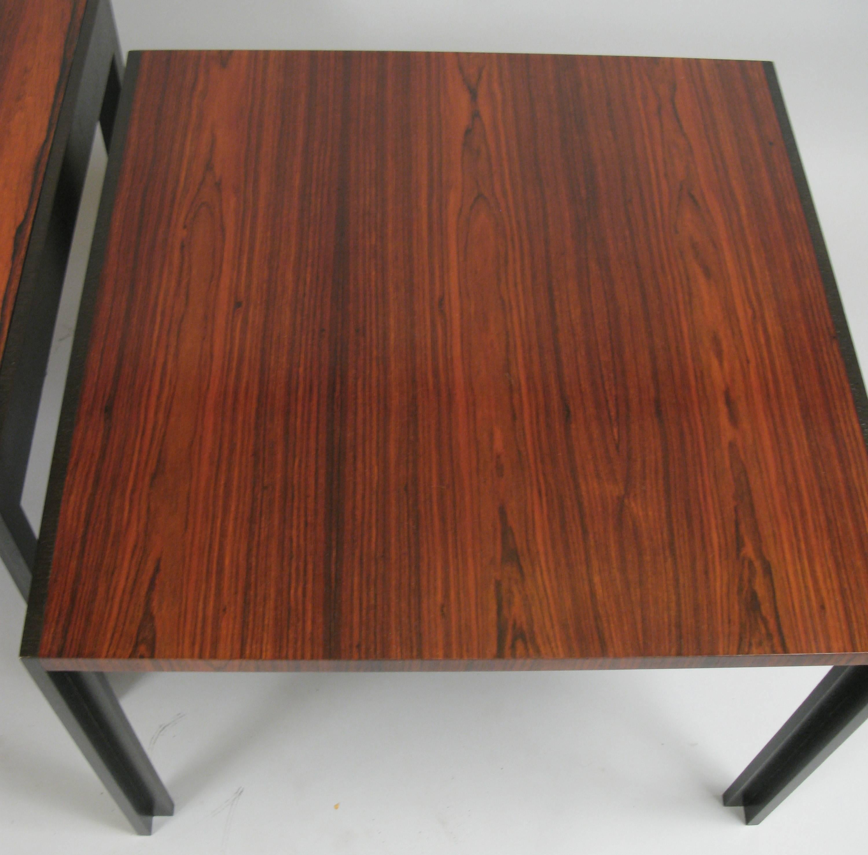 Pair of Elegant Modern Rosewood Tables by Baker In Excellent Condition In Hudson, NY