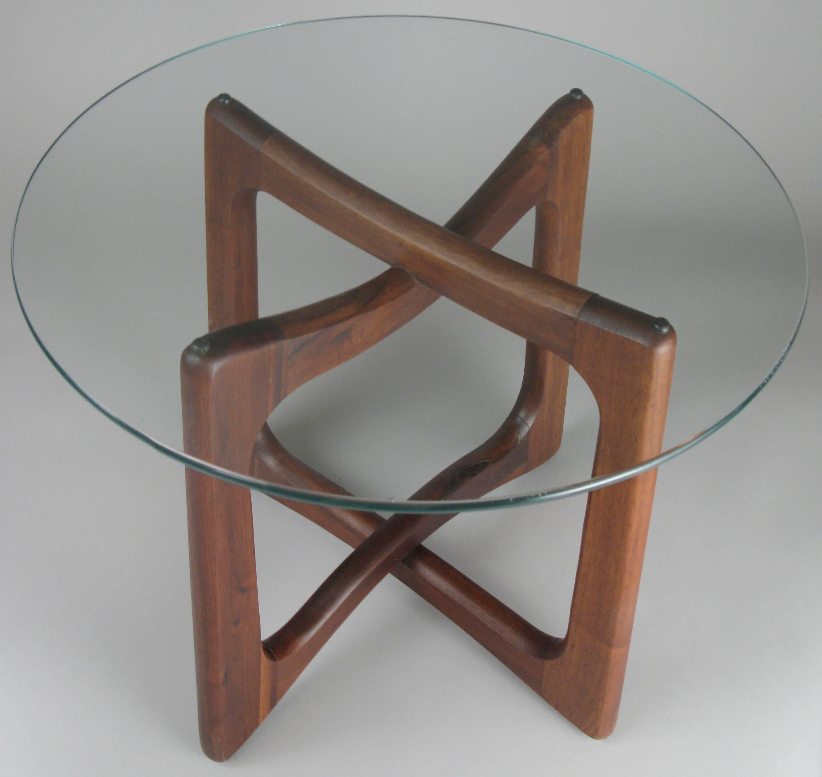 American Pair of Sculptural Walnut and Glass Tables by Adrian Pearsall