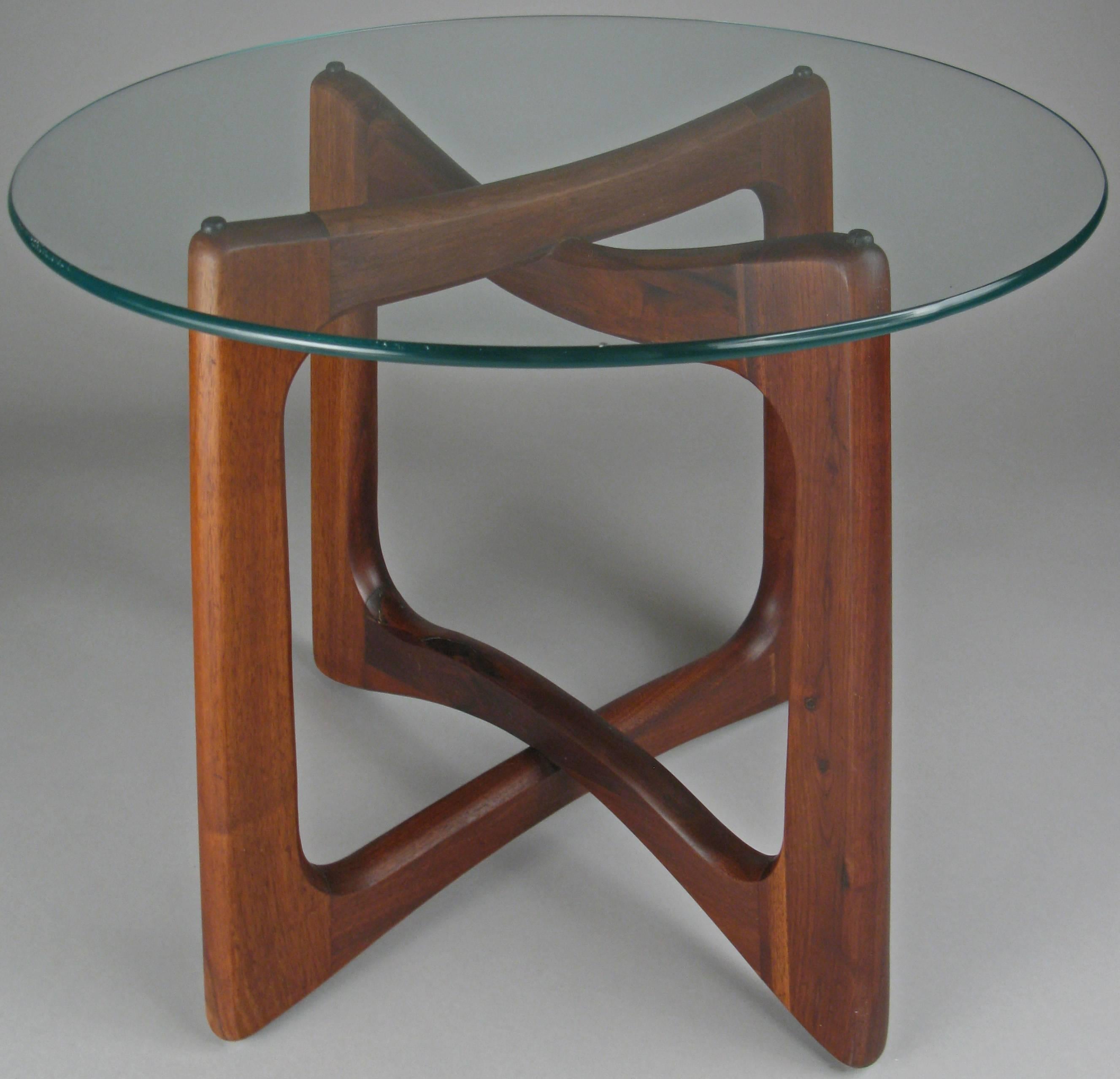 Mid-Century Modern Pair of Sculptural Walnut and Glass Tables by Adrian Pearsall