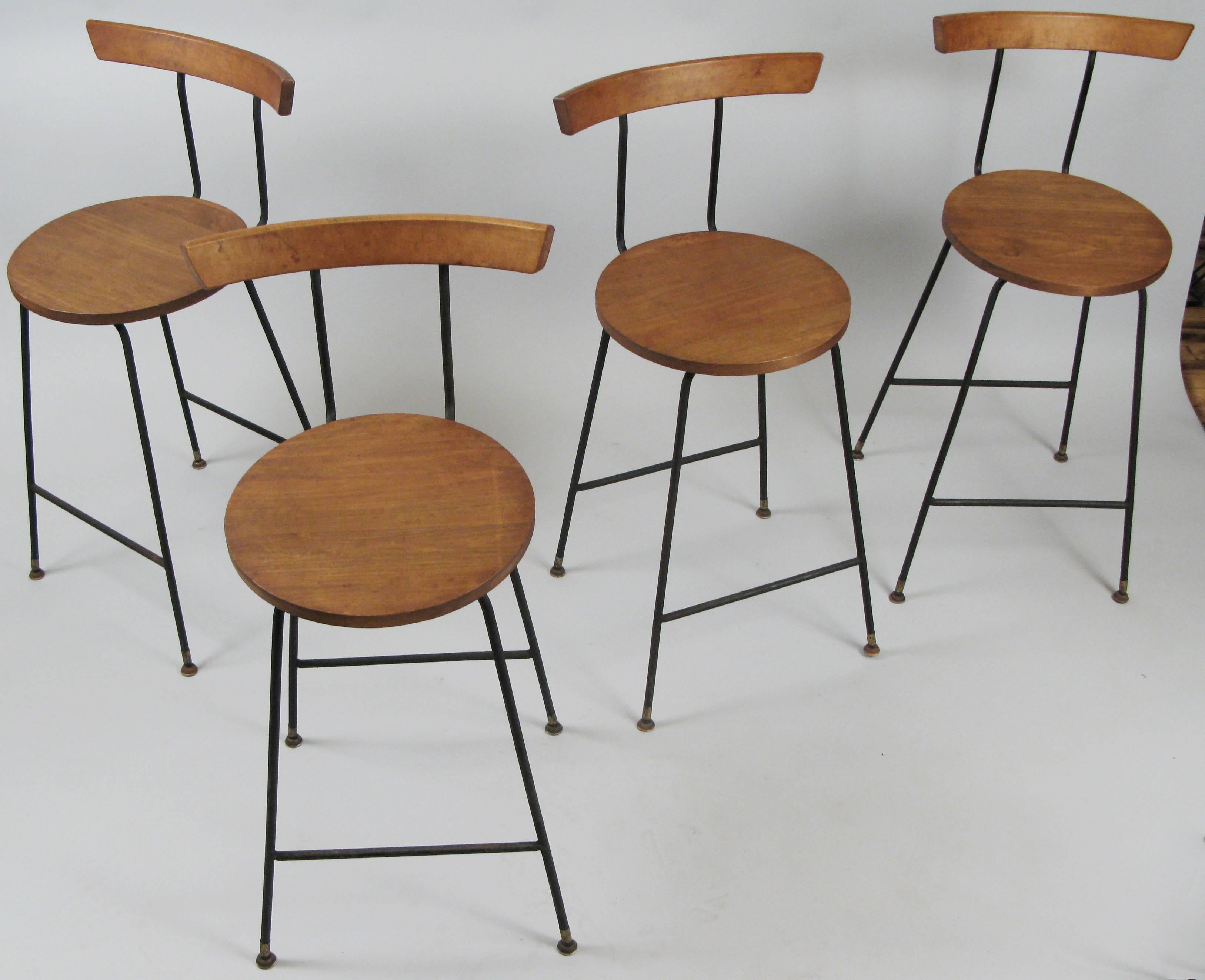American Set of Four Vintage Walnut Barstools by Clifford Pascoe