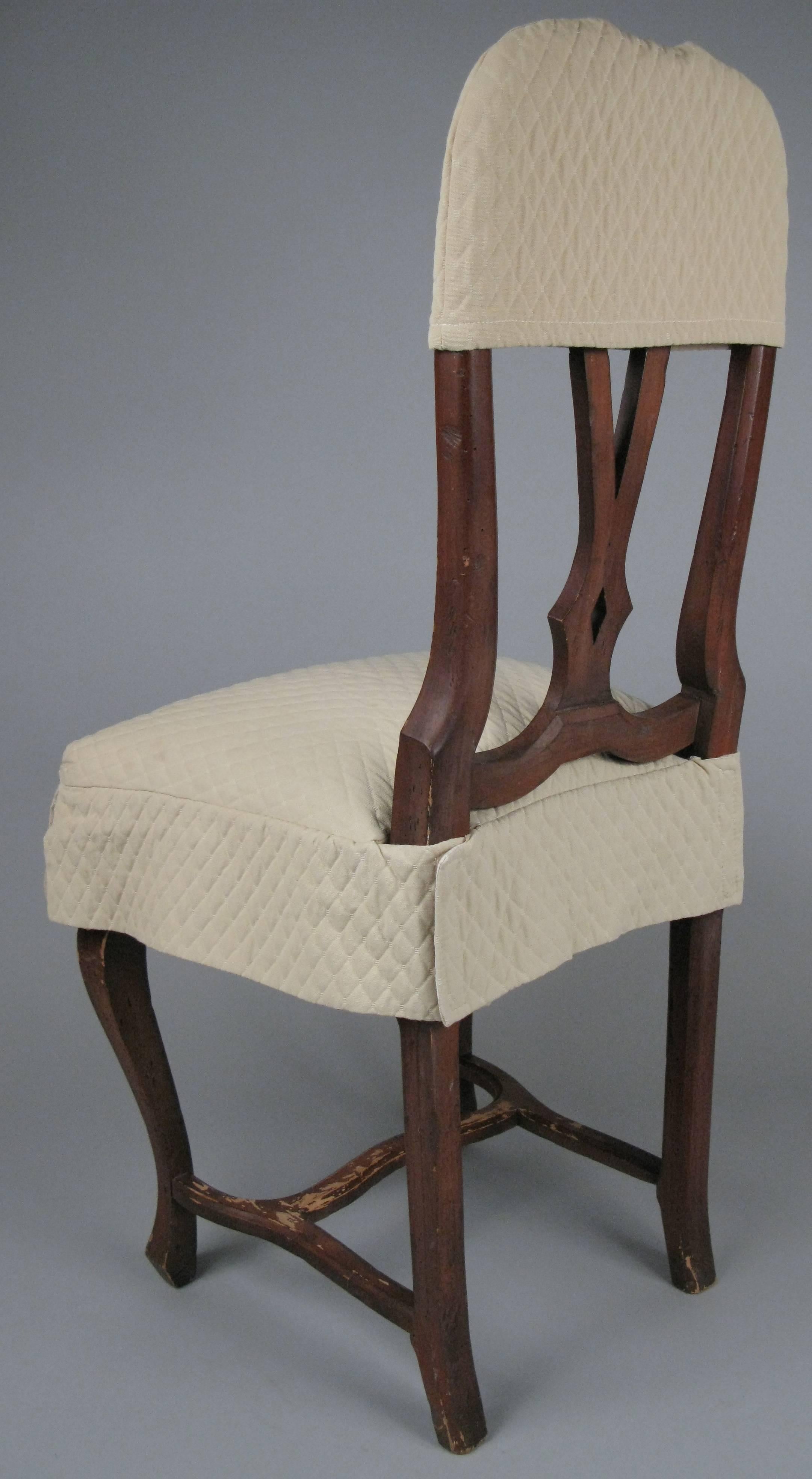 Set of Eight Swedish Style Dining Chairs with Quilted Covers 1