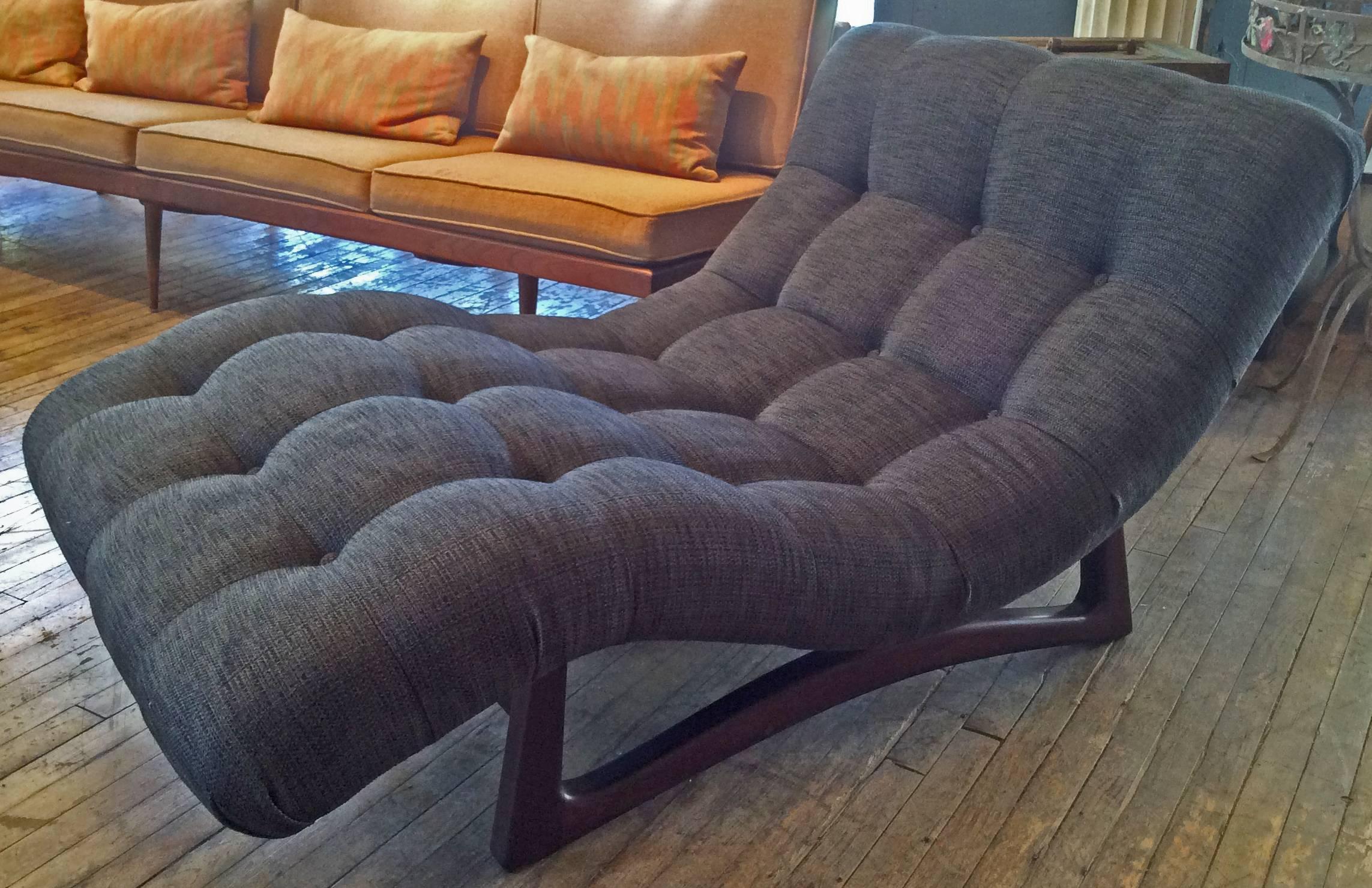 Mid-Century Modern Vintage Adrian Pearsall Curved Chaise Lounge with Walnut Base