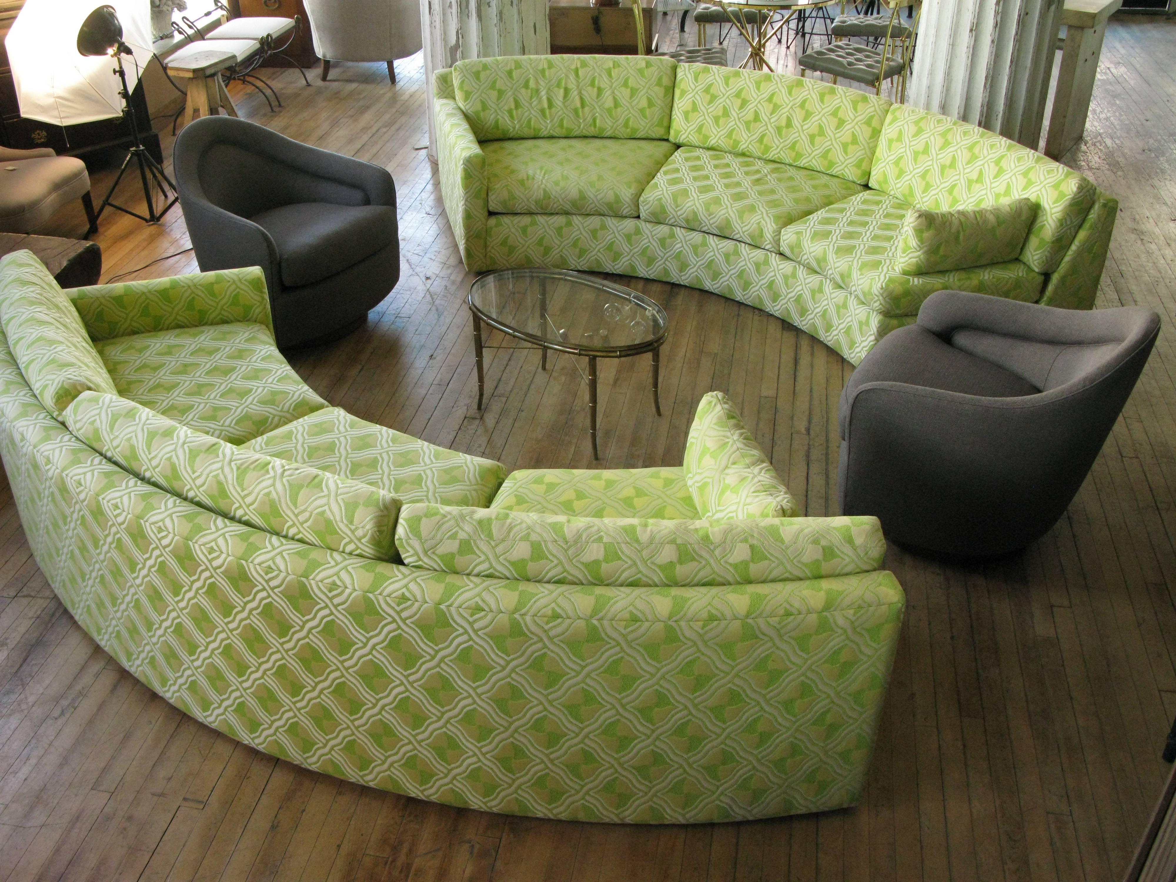 Mid-Century Modern Semi Circular Curved 1970s Sectional Sofa by Milo Baughman