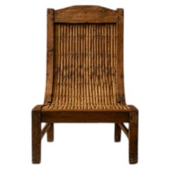 Sculptural Ethnic Lounge Chair Made of Exotic Wood and Bamboo, 1980s–1990s