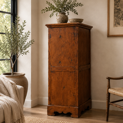 Tall Italian Chestnut Chest of Drawers with Brass Hardware, 1980s–1990s