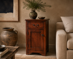 Rustic Walnut Bedside Cabinet, 1980s